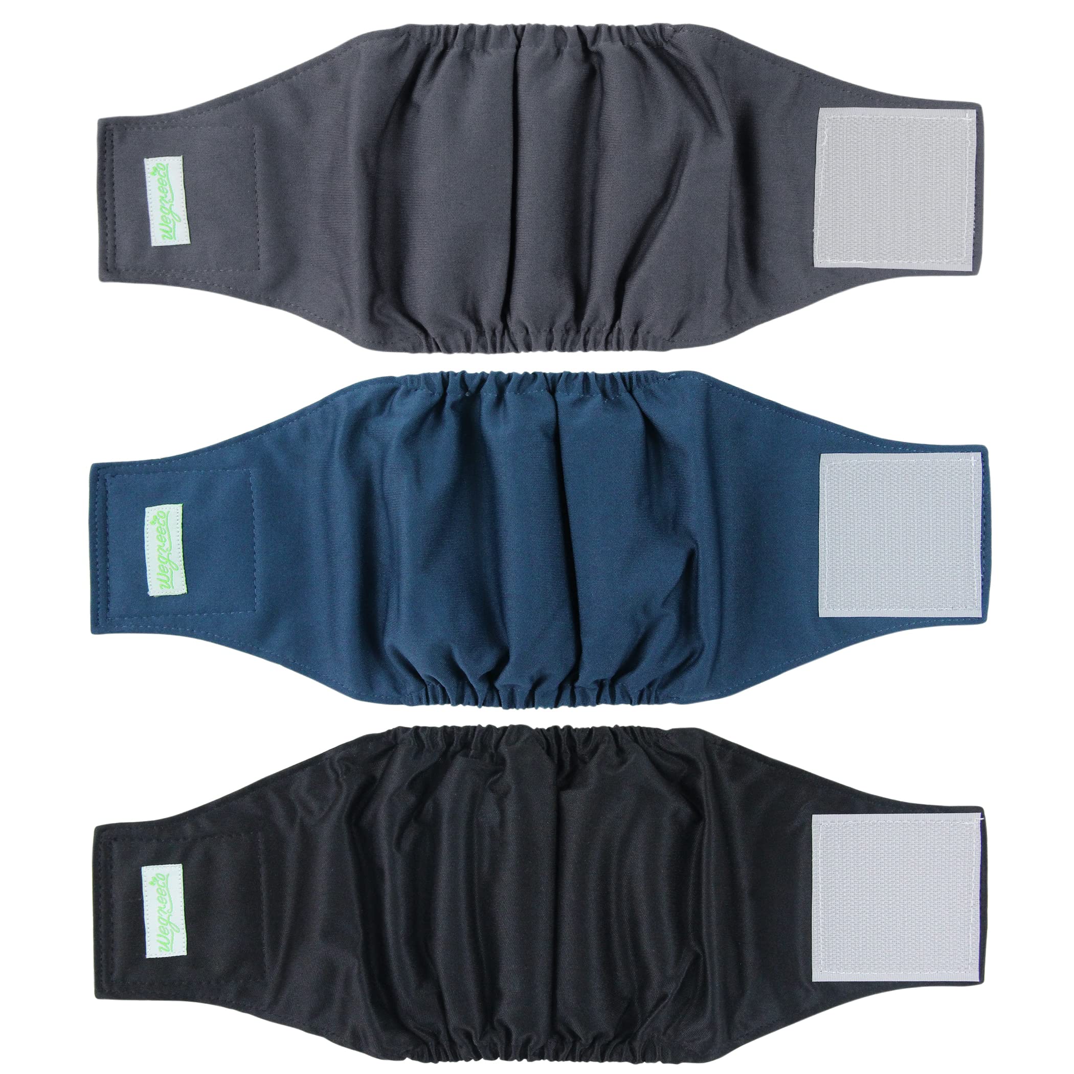 wegreeco pañal frontal del pack de 3 mostrando ajuste y colores