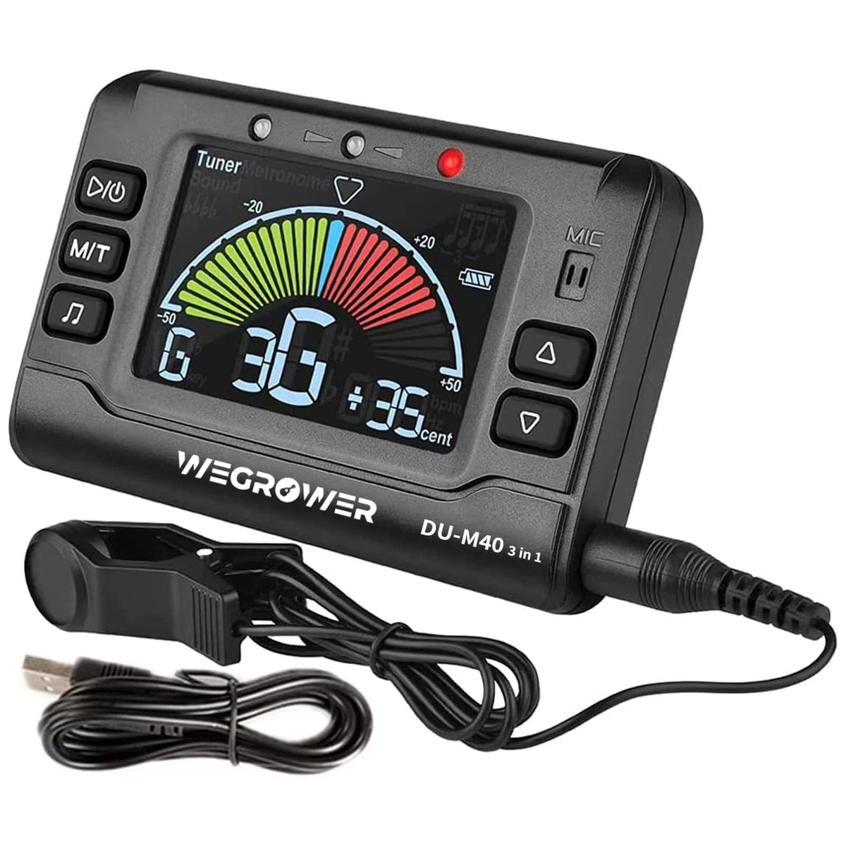 WEGROWER vista frontal del dispositivo con pantalla legible y controles, facilita práctica rápida