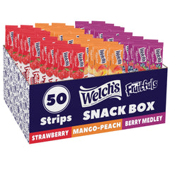 Welch's paquete frontal mostrando 50 tiras, práctico para almacenamiento