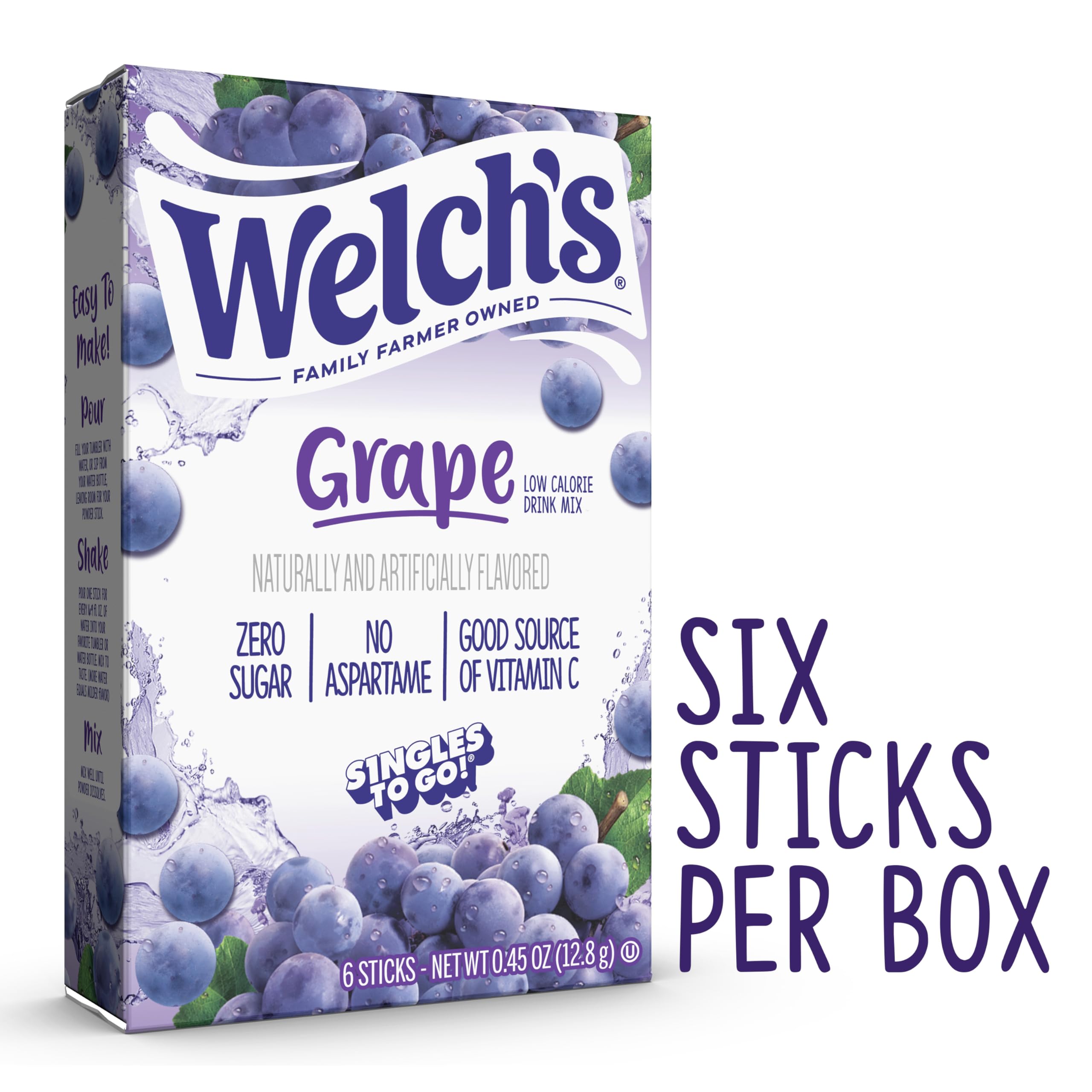 SINGLES TO GO! Welch's textura del polvo uva para mezcla uniforme
