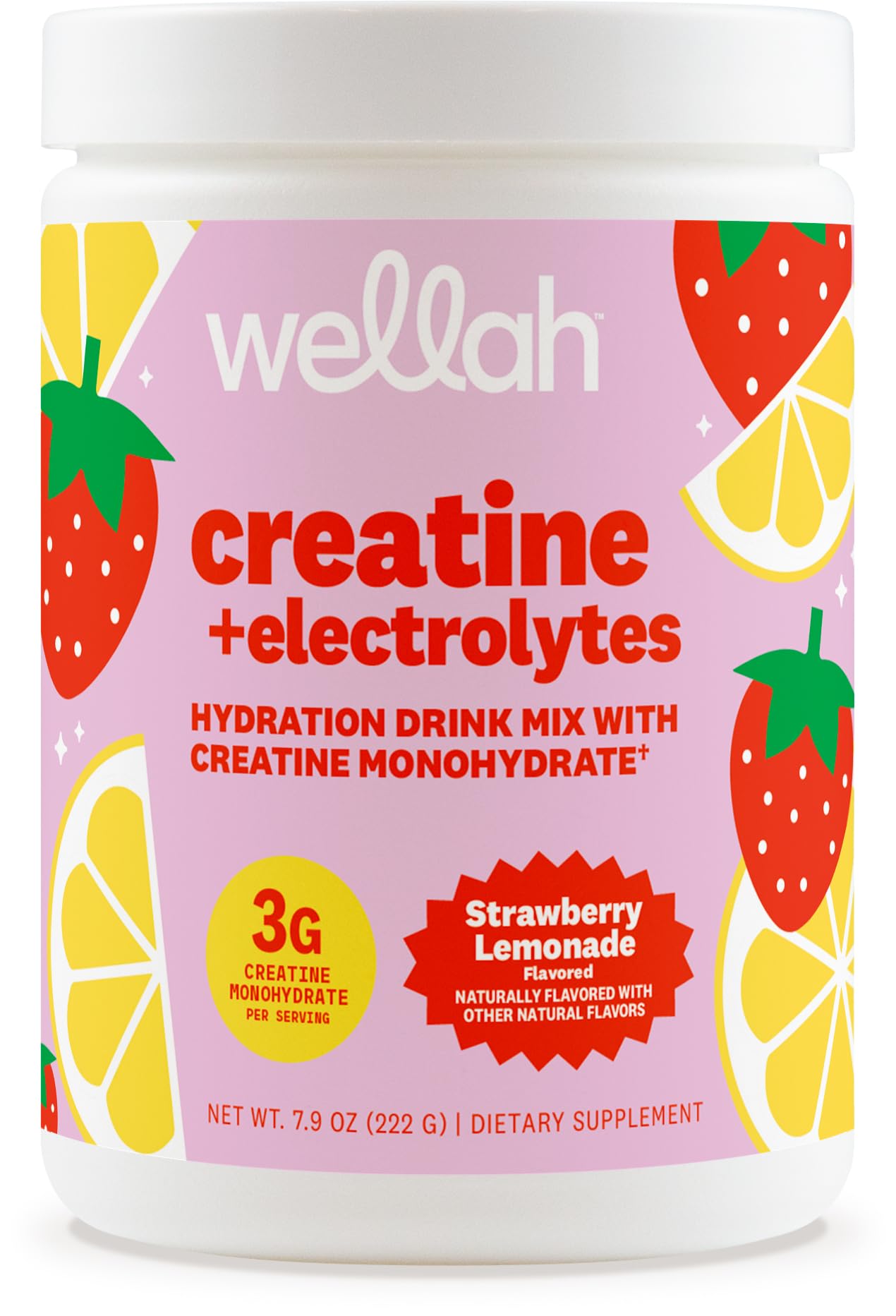 Wellah envase frontal mostrando 30 servicios y sabor limonada de fresa