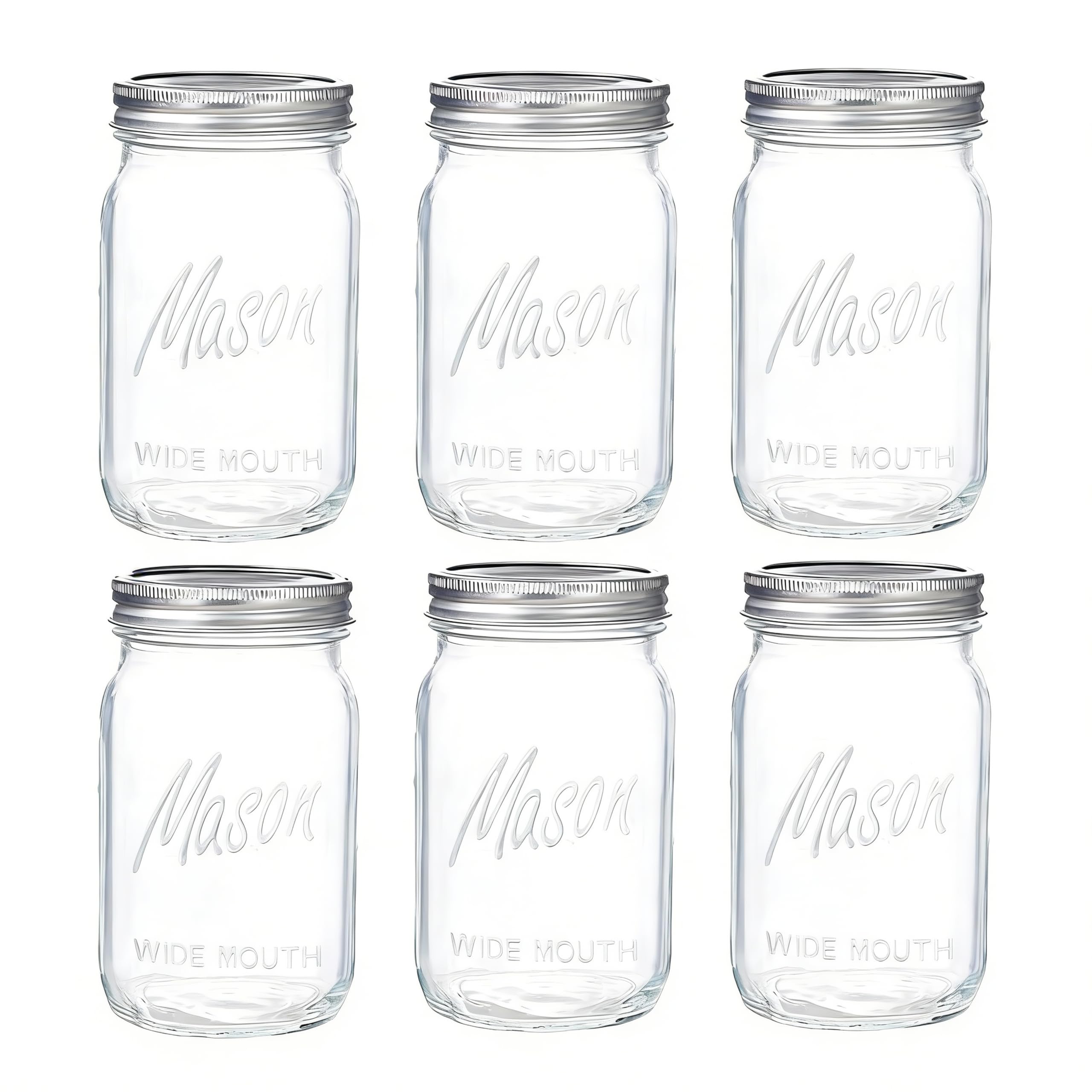 WELLIFE frascos mason pack de 6 vista frontal para almacenamiento organizado