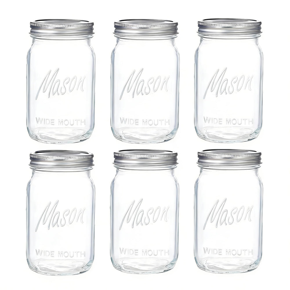 WELLIFE frascos mason pack de 6 vista frontal para almacenamiento organizado