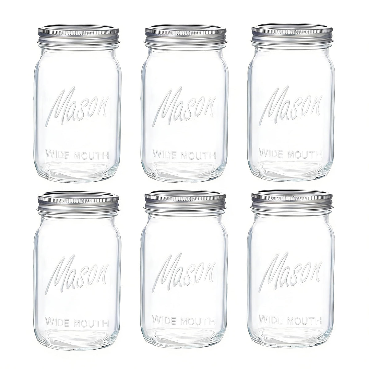 WELLIFE frascos mason pack de 6 vista frontal para almacenamiento organizado
