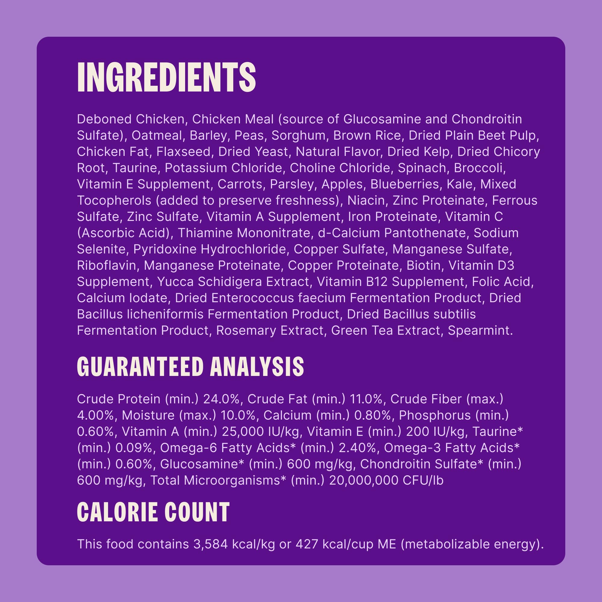 Wellness tamaño del kibble comparado con una mano para escala