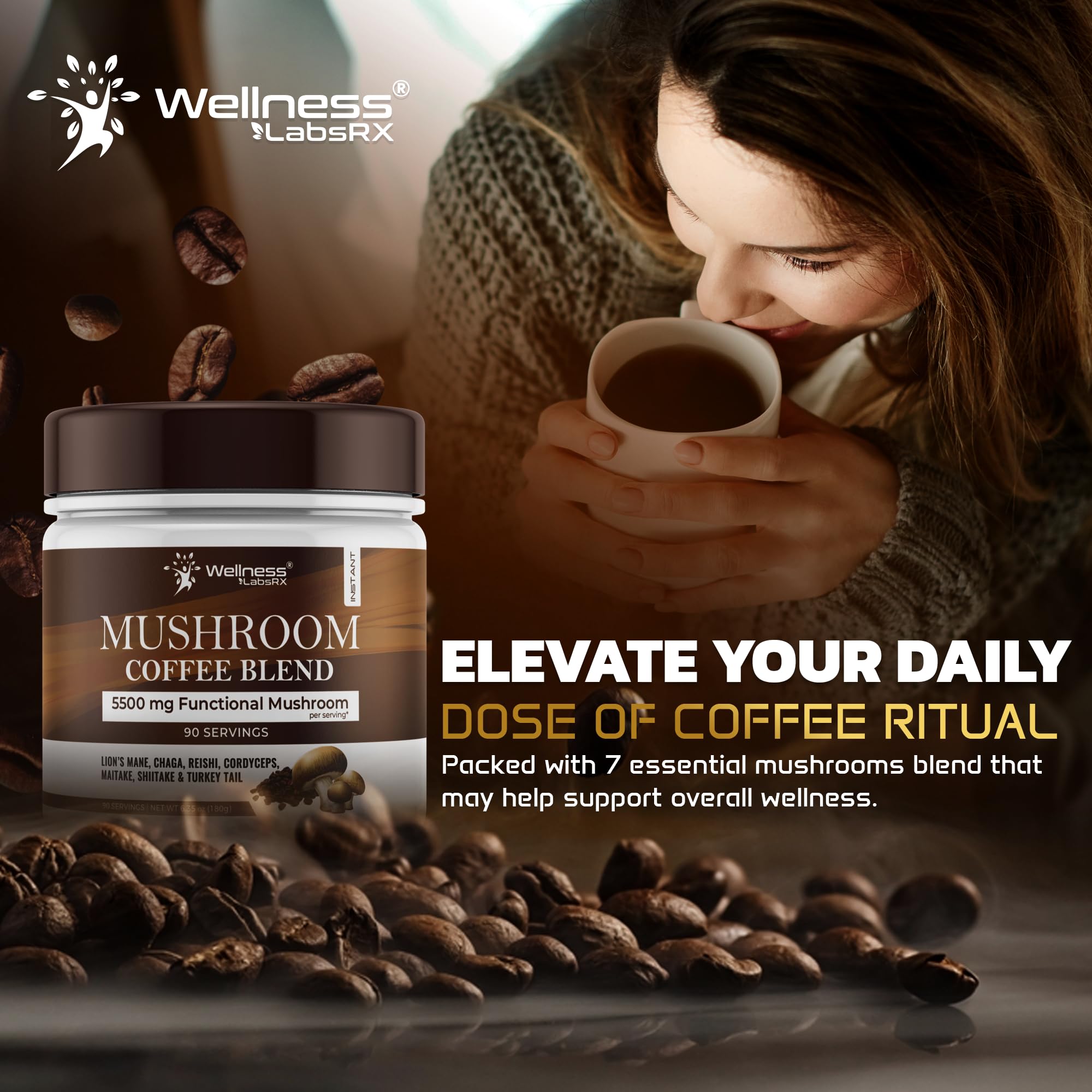 WELLNESS LABSRX composición de ingredientes orgánicos y extractos 10:1 visibles