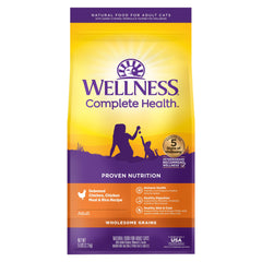 Wellness paquete frontal 5 lb mostrando la receta de pollo y beneficios nutricionales