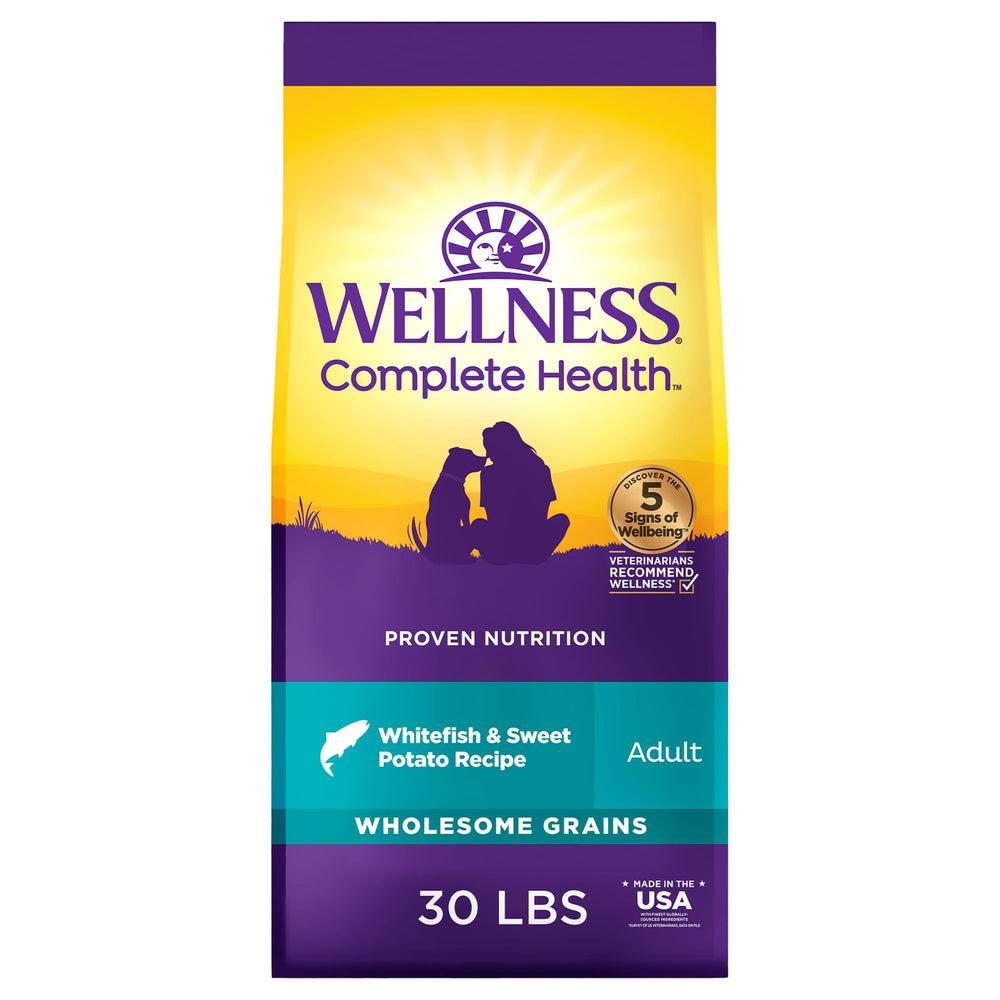 Wellness empaque frontal whitefish y batata, nutre diariamente