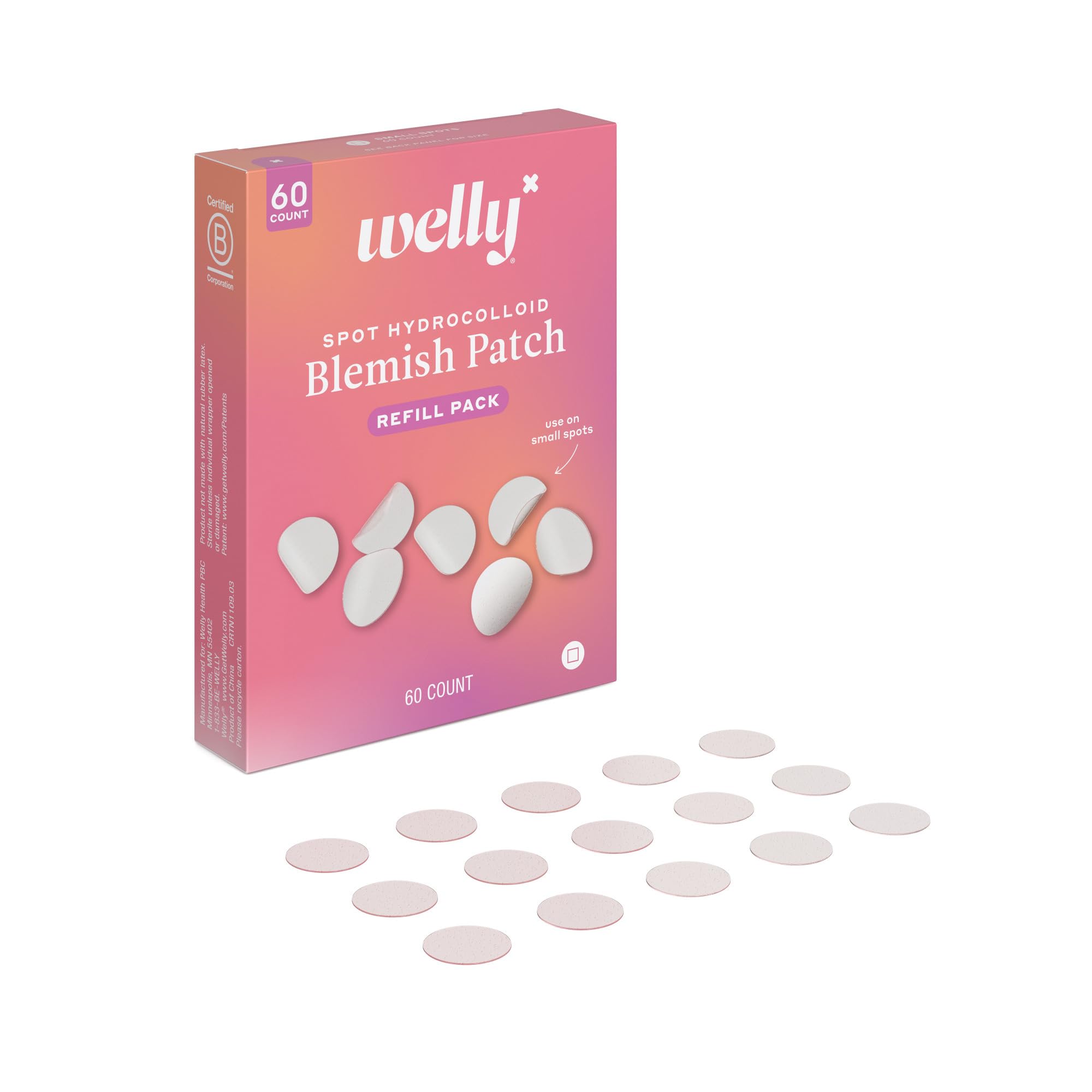 Welly caja abierta con los 60 parches listos para usar