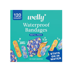 Welly empaque frontal Ocean Friends muestra 120 curitas, ideal para reabastecer
