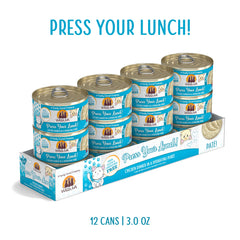 Weruva top view of chicken pate revealing smooth texture and appetizing surface