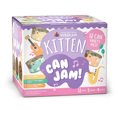 Weruva can front packaging showing variety pack and kitten nutrition benefits