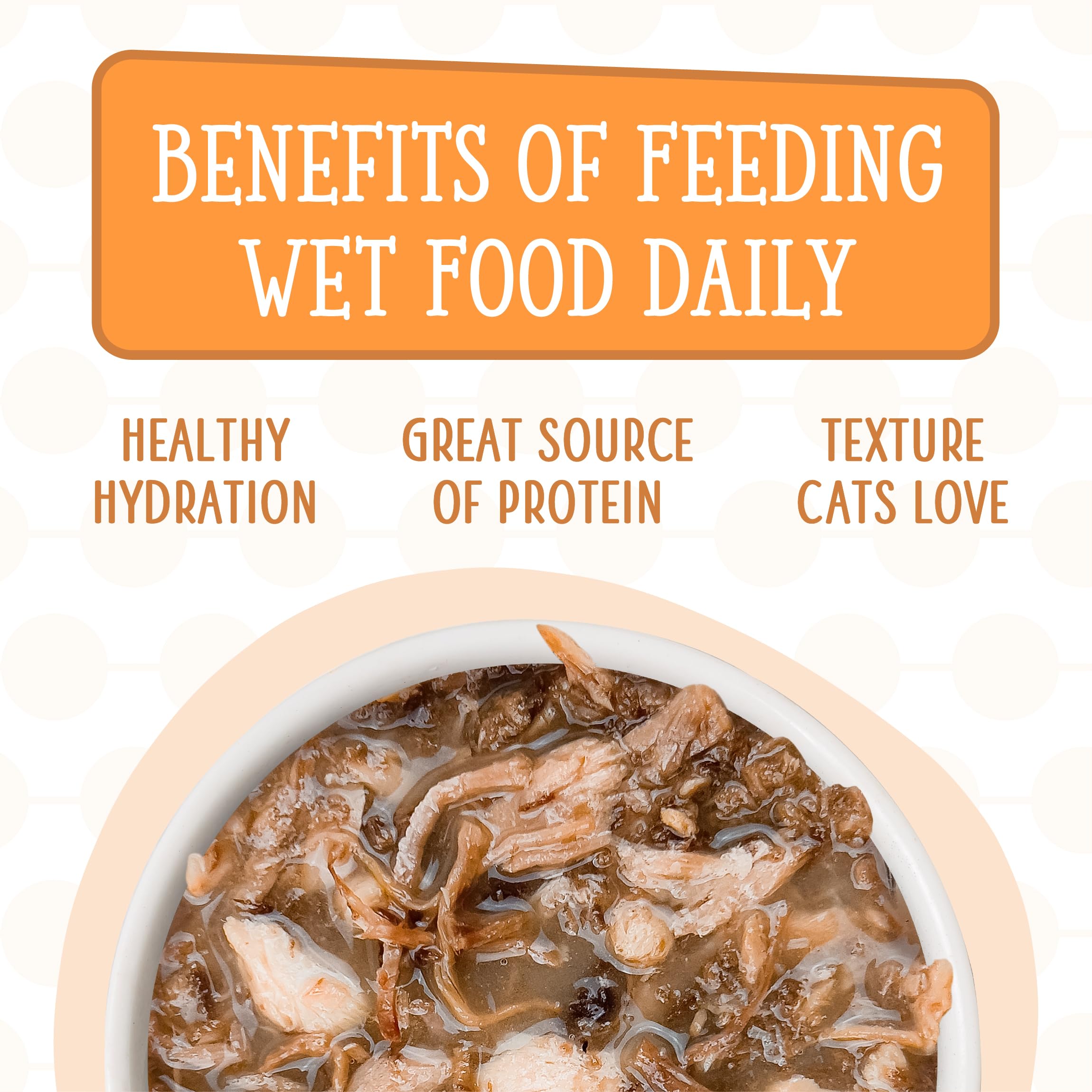 Weruva pouch being poured into cat bowl for fast, mess-free feeding benefit