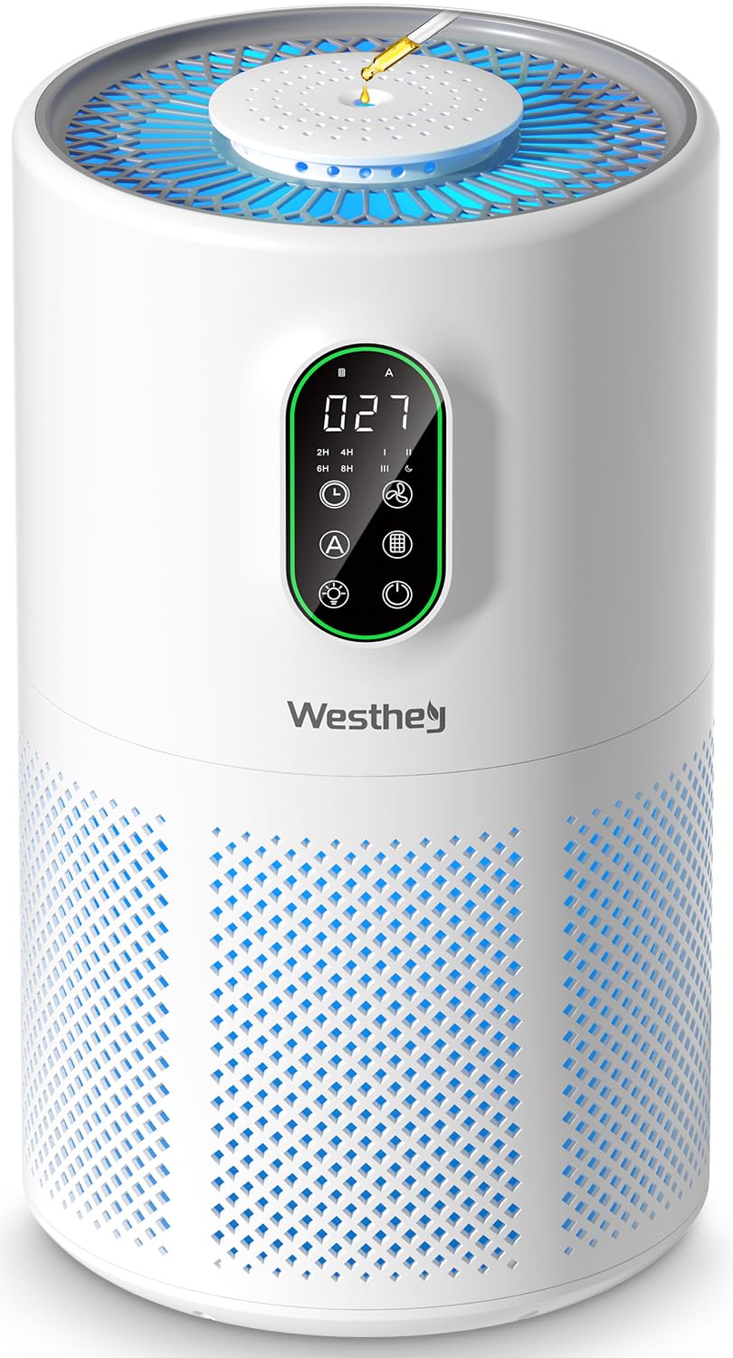 WESTHEY vista frontal del purificador con diseño 360° y entrada de aire