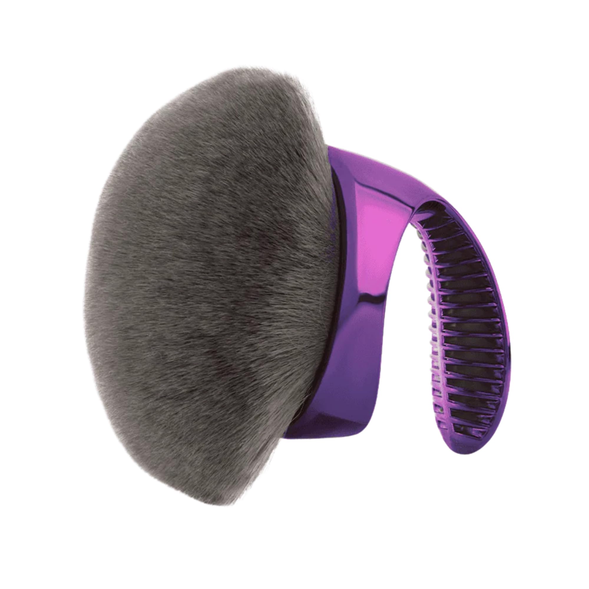 Westmore Beauty brocha kabuki frontal mostrando diseño morado y cobertura rápida