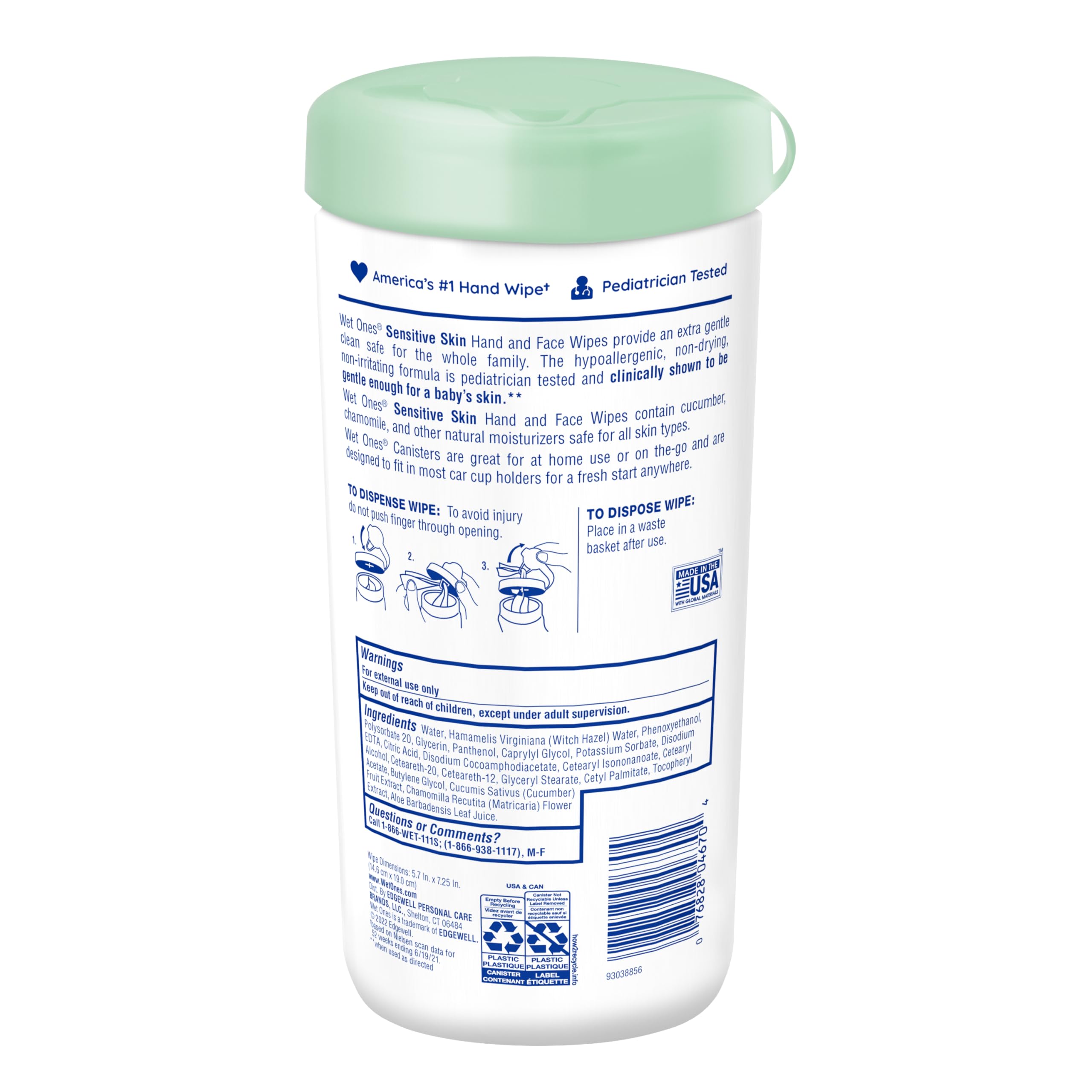 Wet Ones pack de seis canisters, reposición conveniente y ahorro