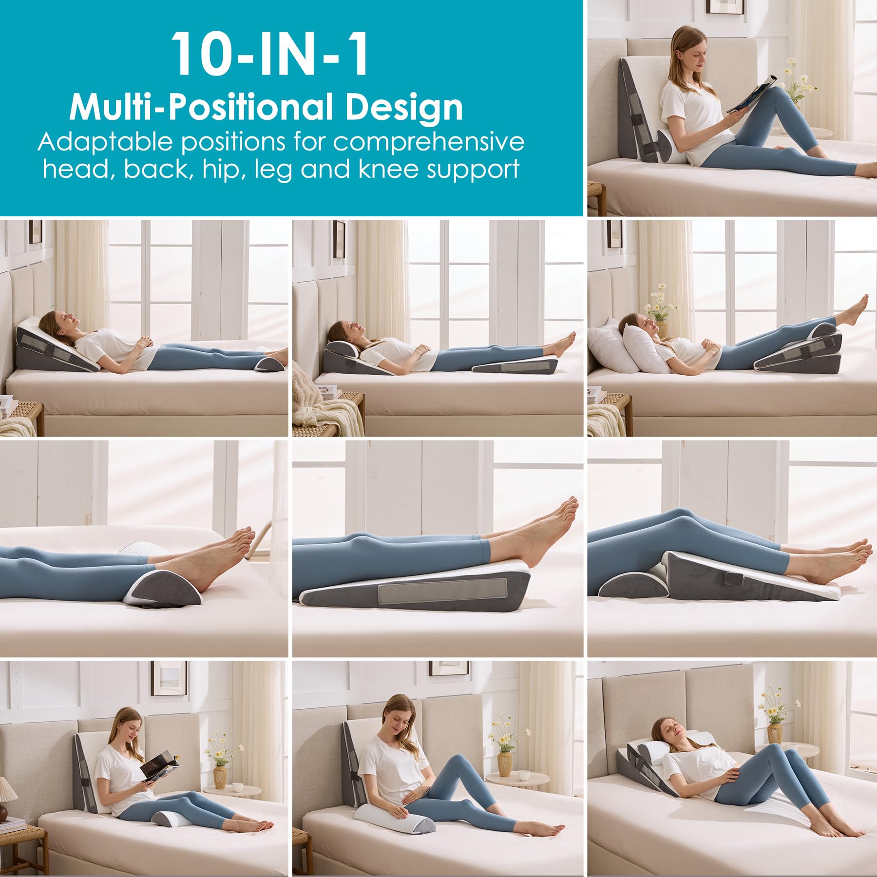 WGAKCED cuñas en uso con persona leyendo, soporte ergonómico para cuello