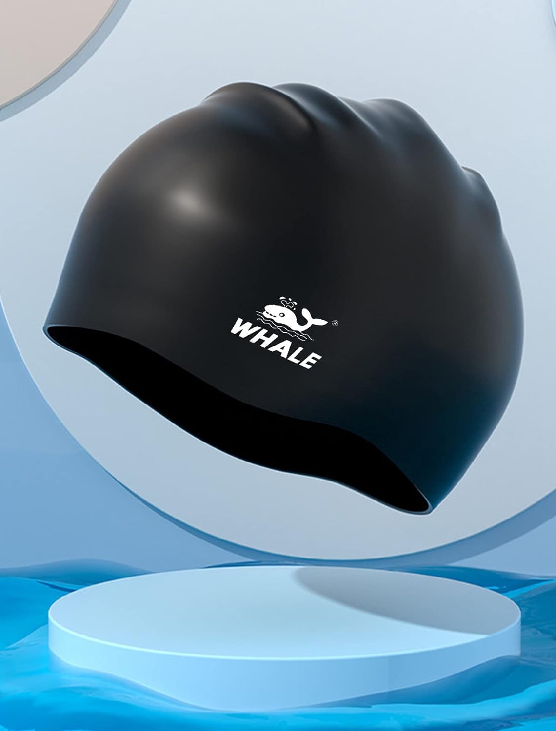 WHALE gorro en ambiente de piscina ilustrando uso unisex y confort
