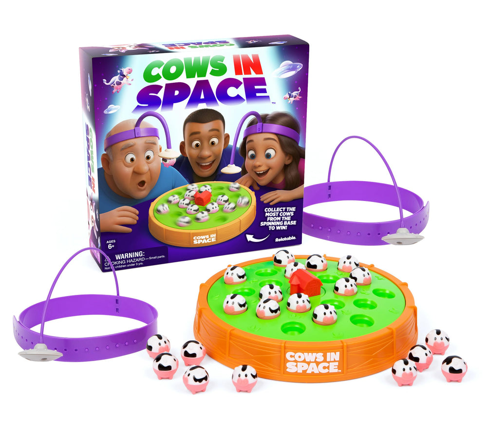 WHAT DO YOU MEME? caja frontal del juego Cows in Space, presentación y contenido visible
