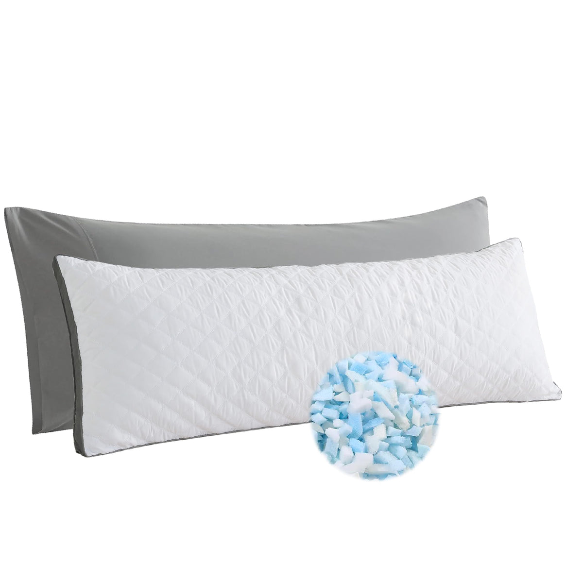 WhatsBedding almohada corporal frontal mostrando forma larga y apoyo
