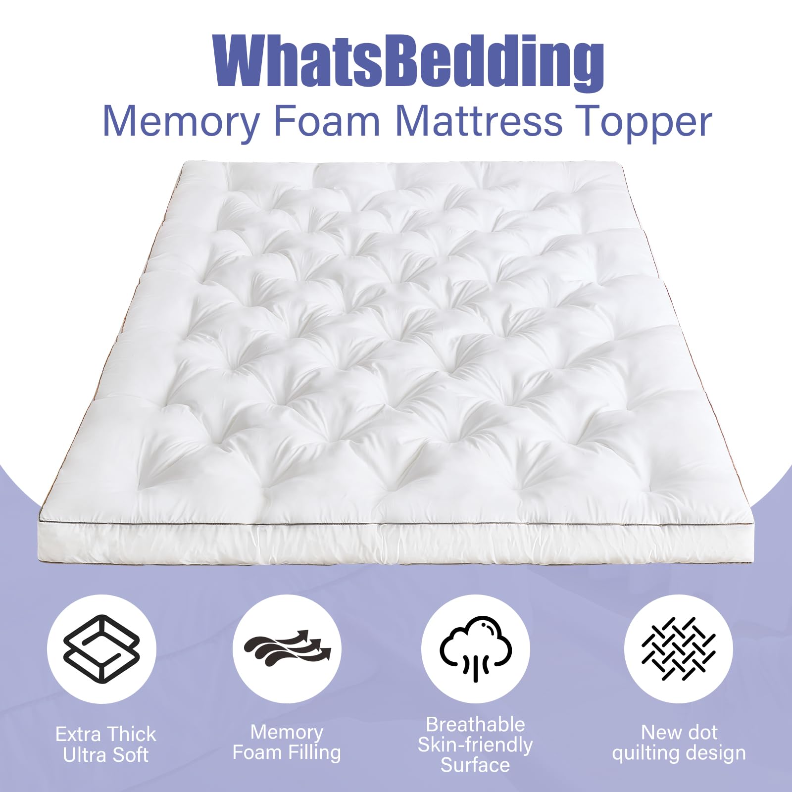 WhatsBedding correas elásticas en esquinas fijan el topper con estabilidad