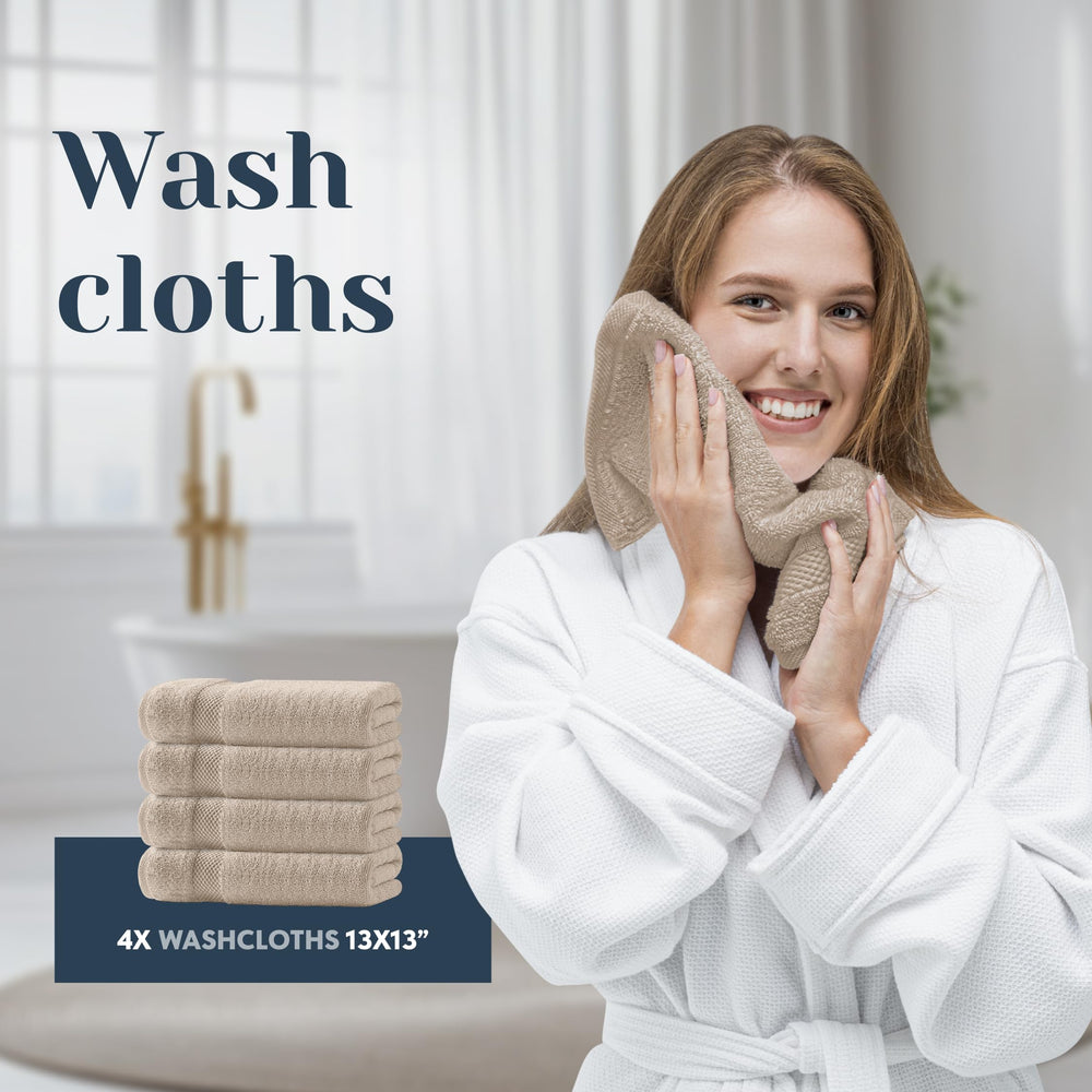 White Classic toallas plegadas en estantería, almacenamiento ordenado y práctico