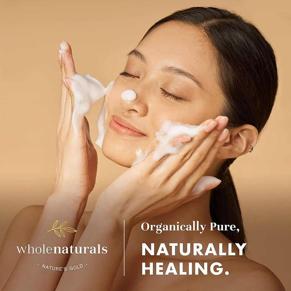 WHOLENATURALS uso en ducha, muestra limpieza corporal suave y sin fragancia