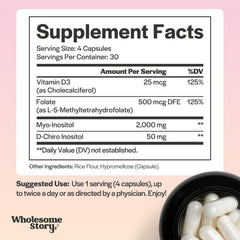 Wholesome Story etiqueta y tabla nutricional, información clara para dosificación