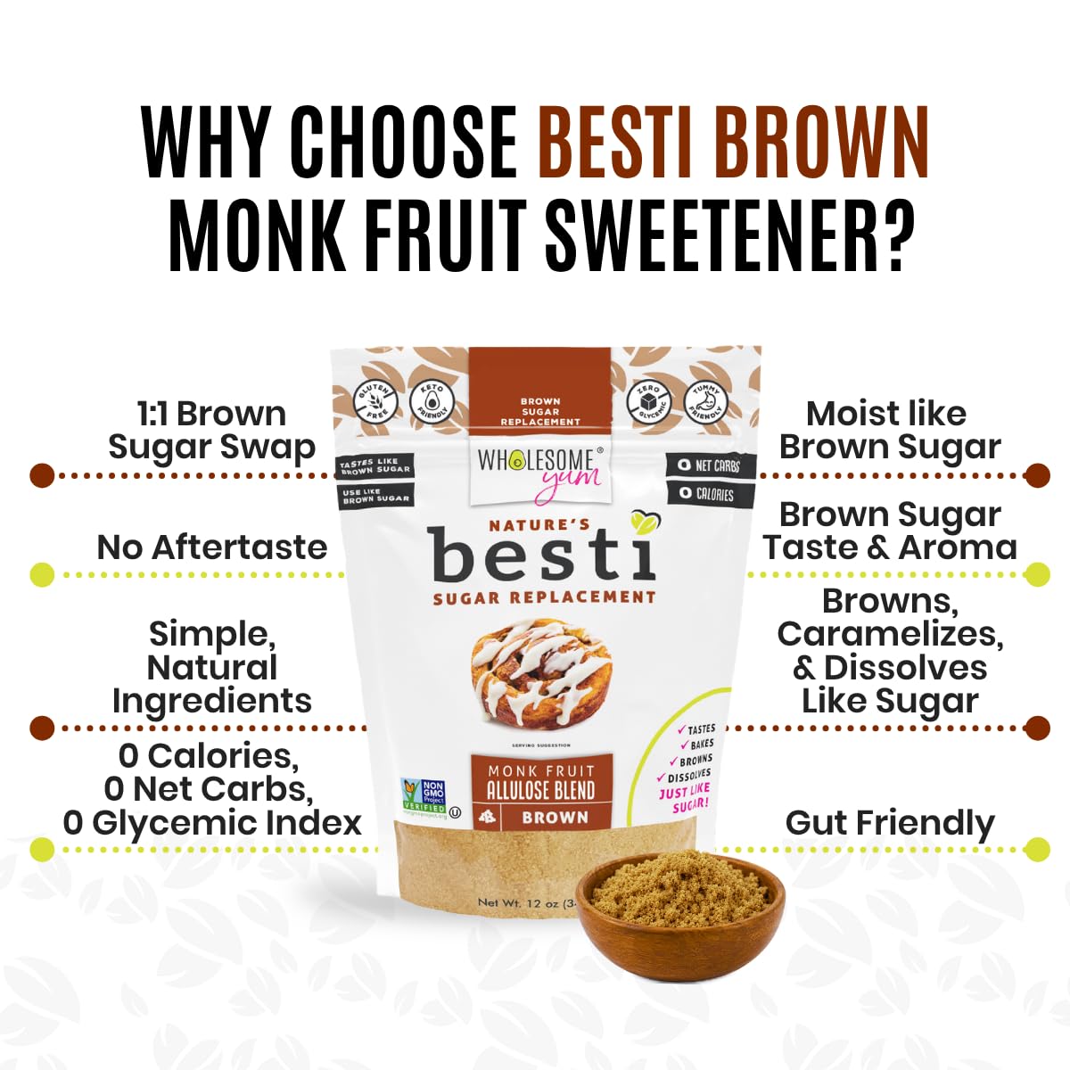 Wholesome Yum cuchara con Besti Brown lista para medir, ideal para hornear exacto
