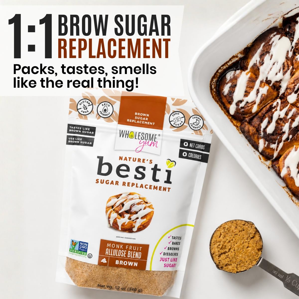 Wholesome Yum porciones medidas de Besti Brown para control de raciones y recetas
