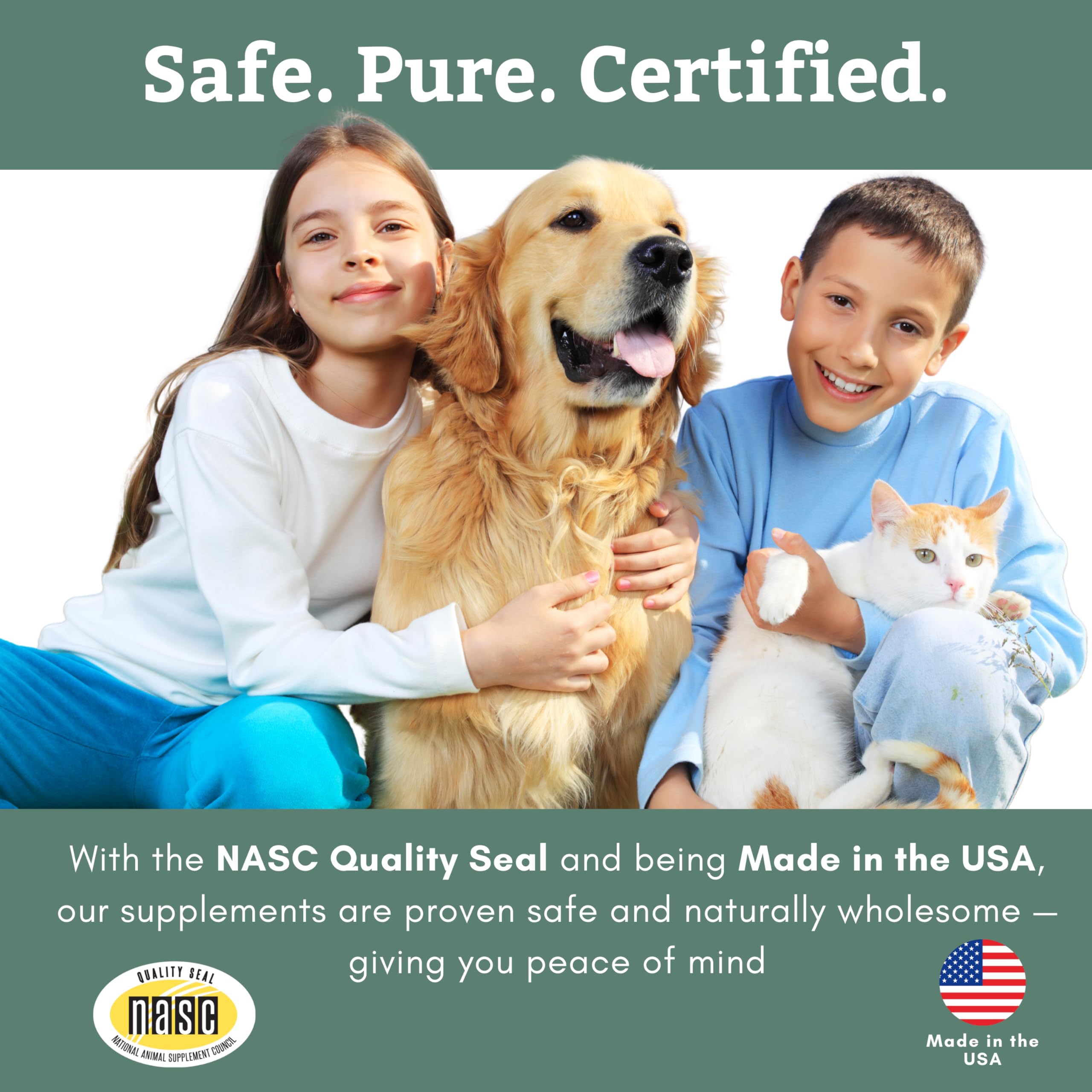 Wholistic Pet Organics etiqueta con sello NASC certificando calidad