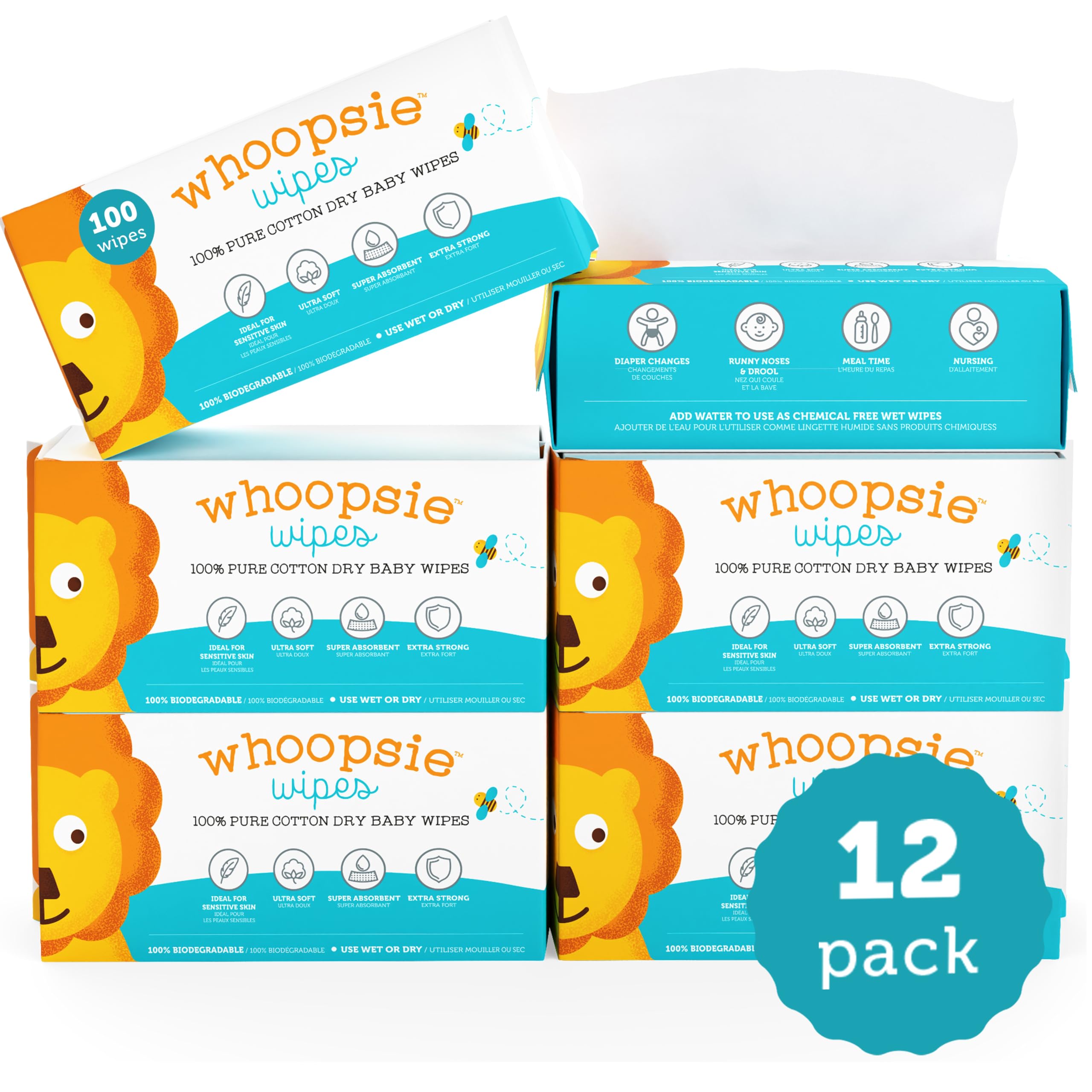Whoopsie Wipes en pañalera con bebé, práctico para viajes y salidas