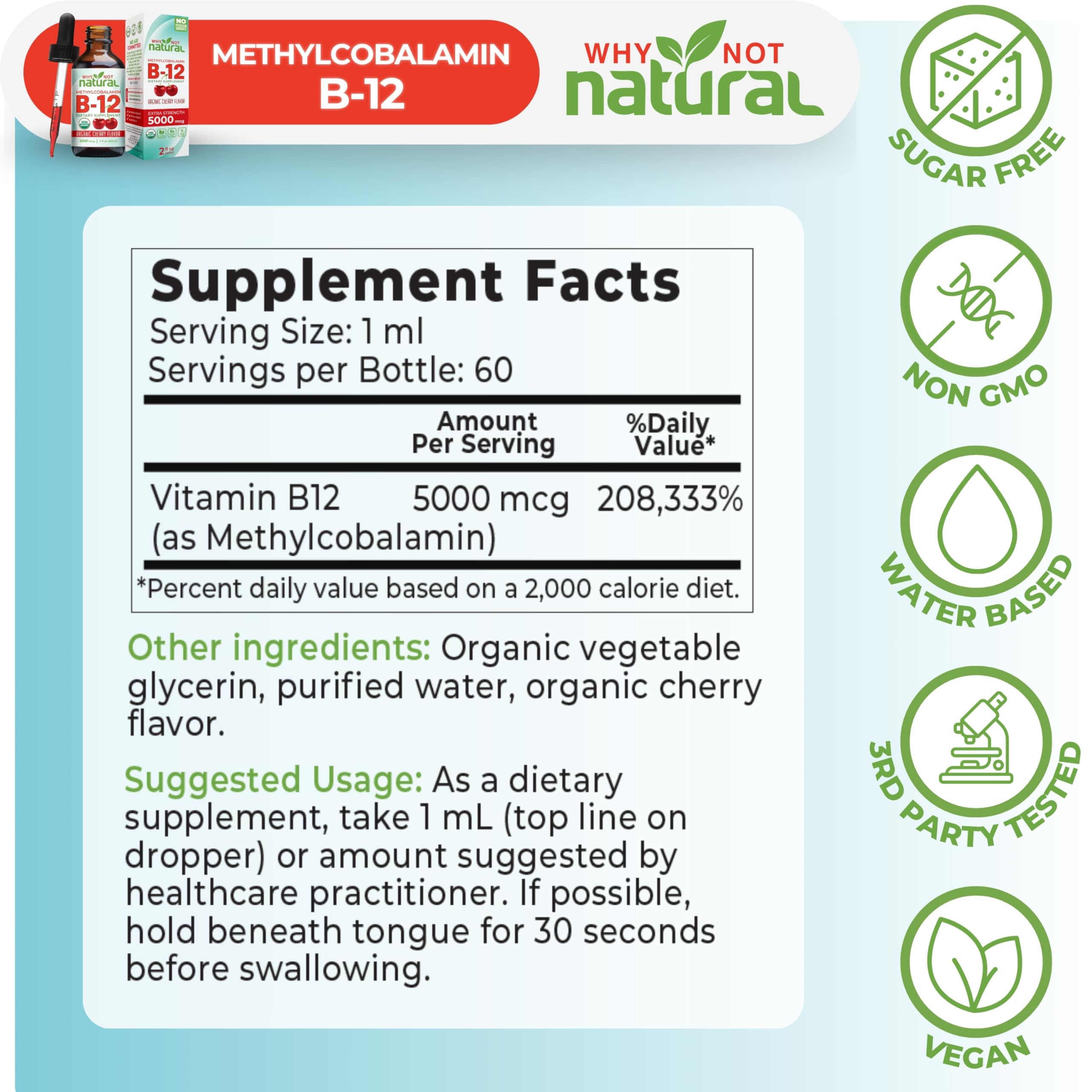 Why Not Natural aplicación sublingual mostrando uso práctico