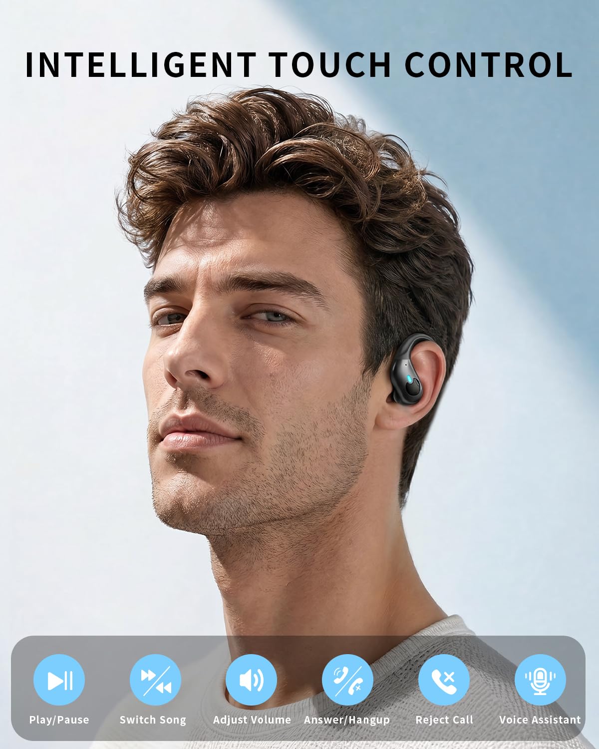 WHYKJTEK auriculares junto a smartphone para comparar tamaño y portabilidad