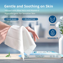 WhyWorry persona limpiando el antebrazo con la toallita para higiene sin agua