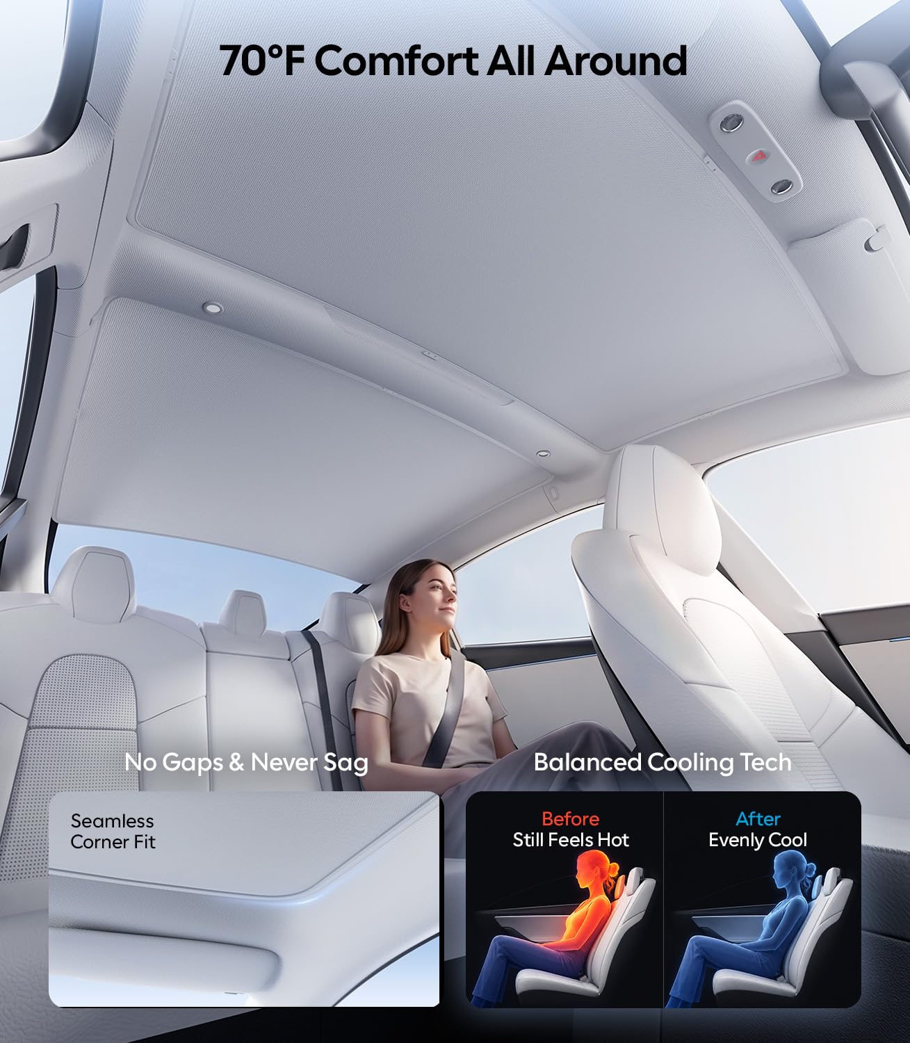 Wigoo comparación de tamaño en el techo del Model 3 ajustado a medida