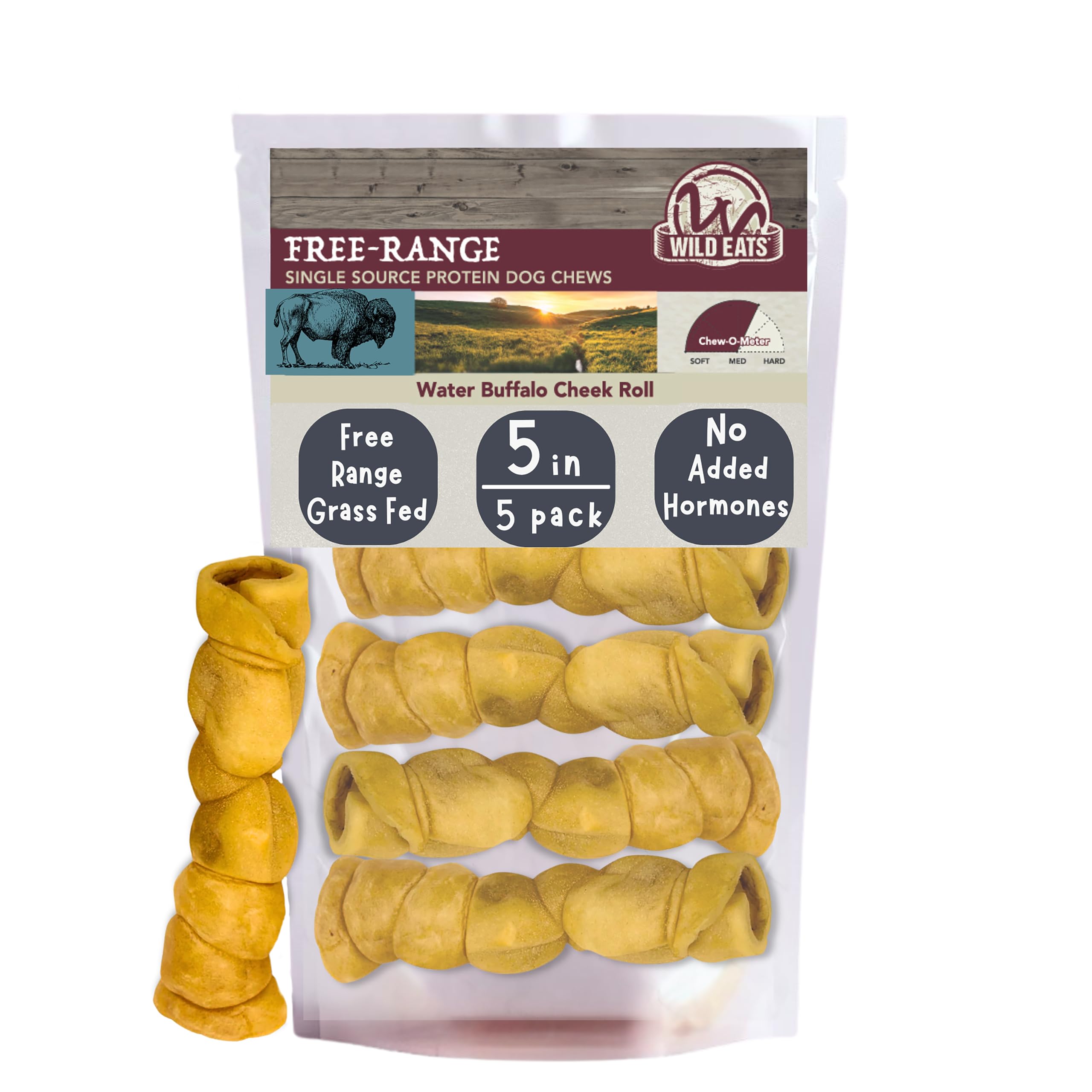 Wild Eats paquete frontal mostrando 5 rollos, ideal para masticación duradera