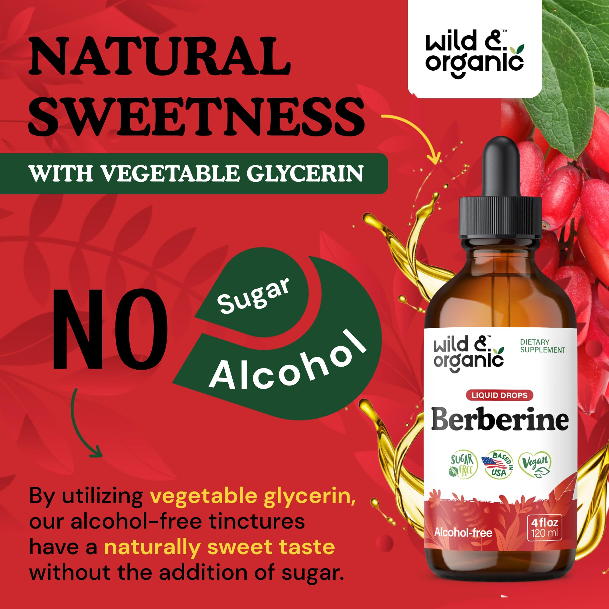 Wild & Organic etiqueta con lista de ingredientes limpios y veganos