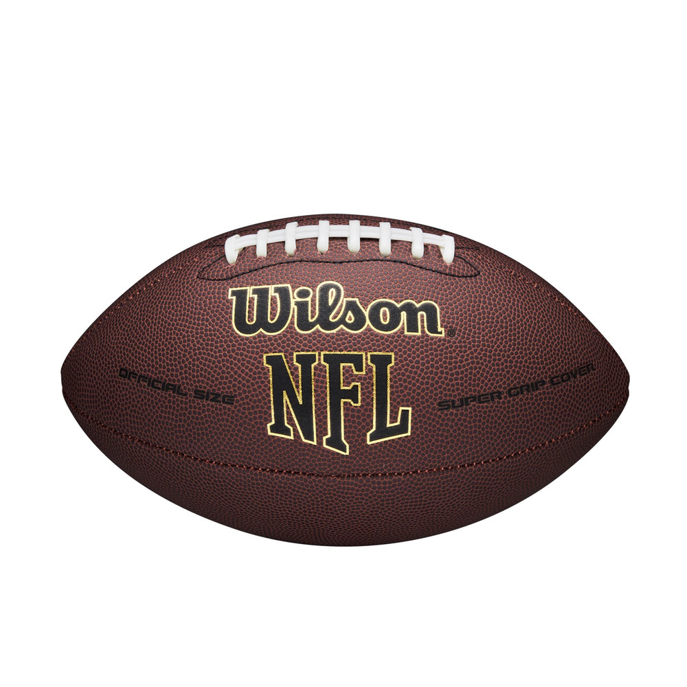 WILSON balón frontal con logo NFL mostrando diseño oficial y agarre mejorado