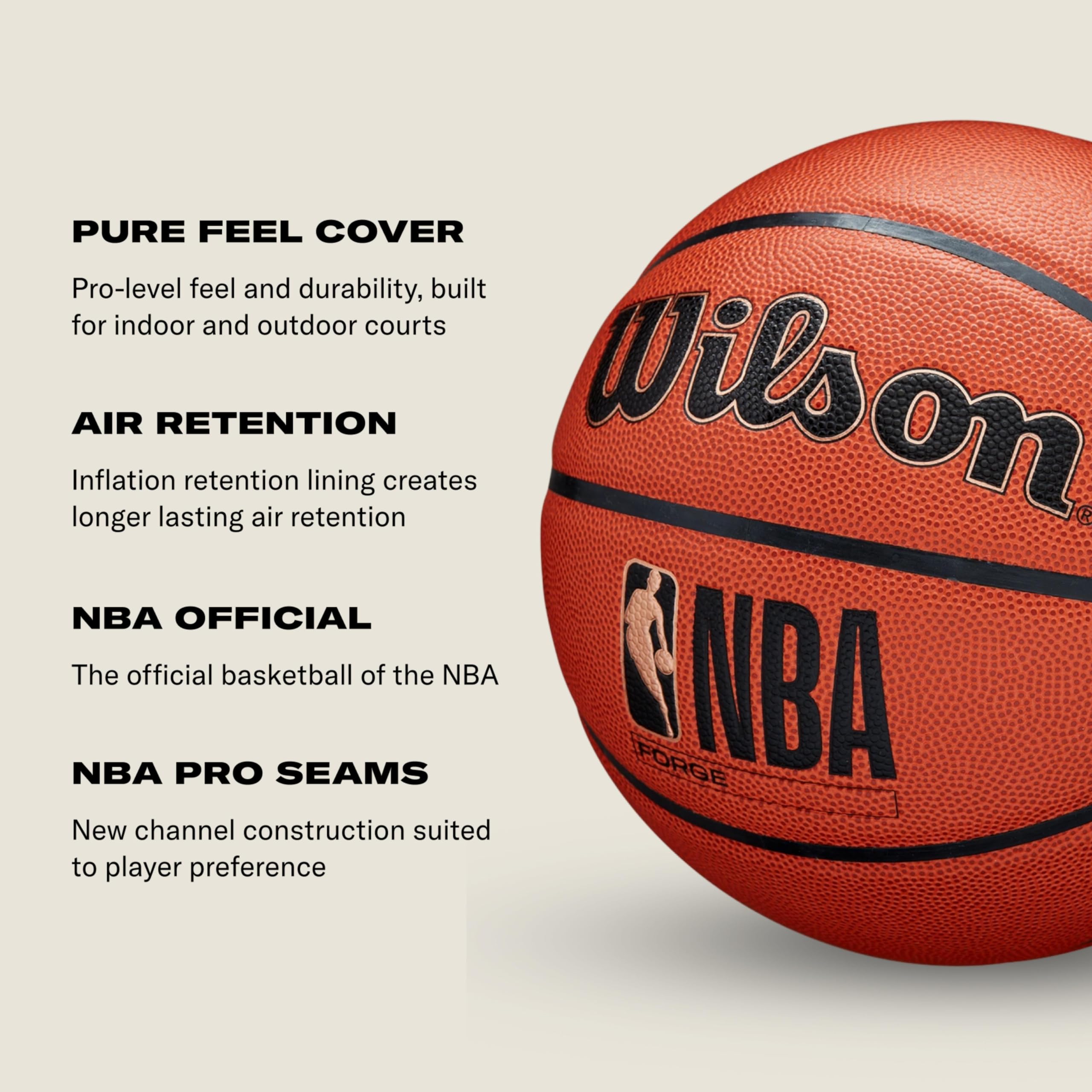 WILSON close-up de las NBA Pro Seams para precisión de tiro