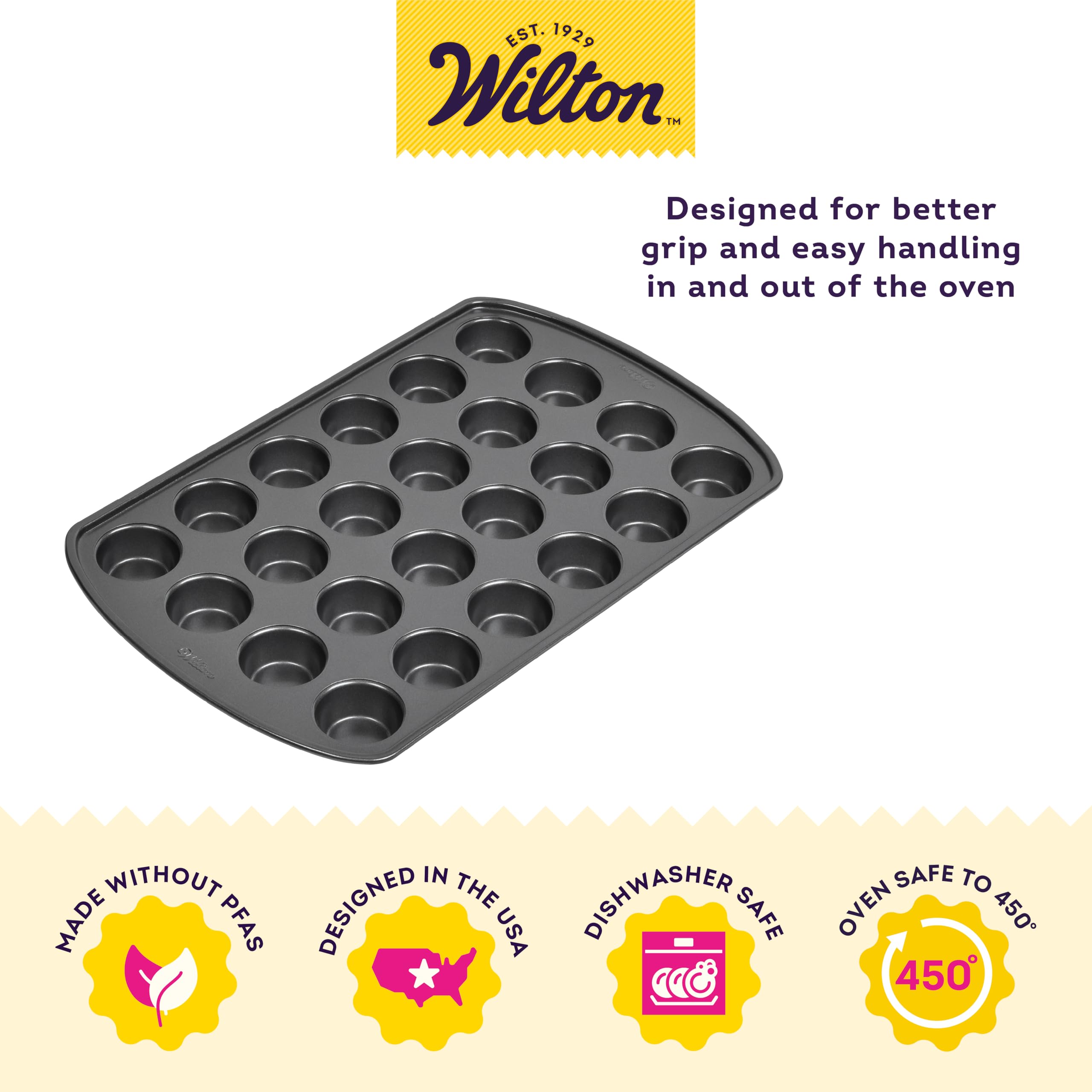 Wilton asas extendidas en uso, agarre seguro al hornear