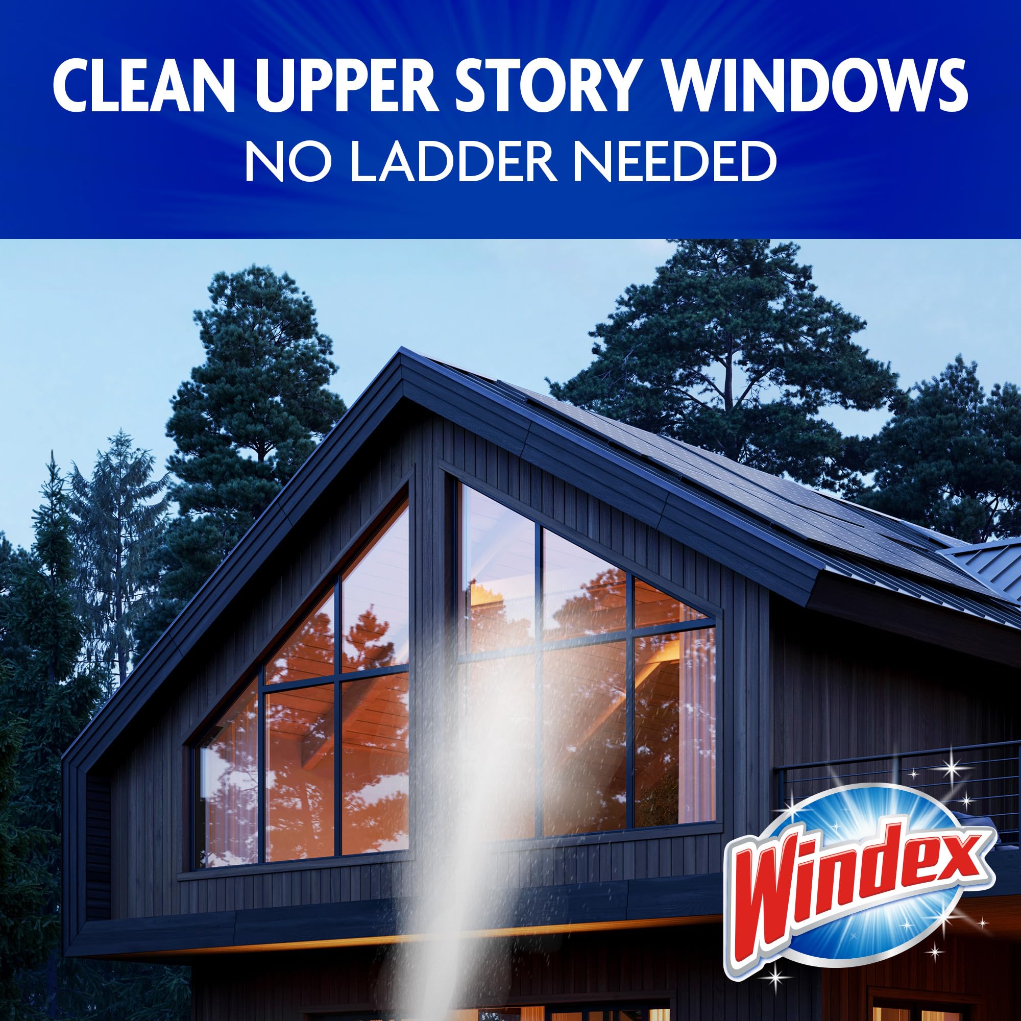 Windex cleaner on glass patio table showing streak-free shine benefit