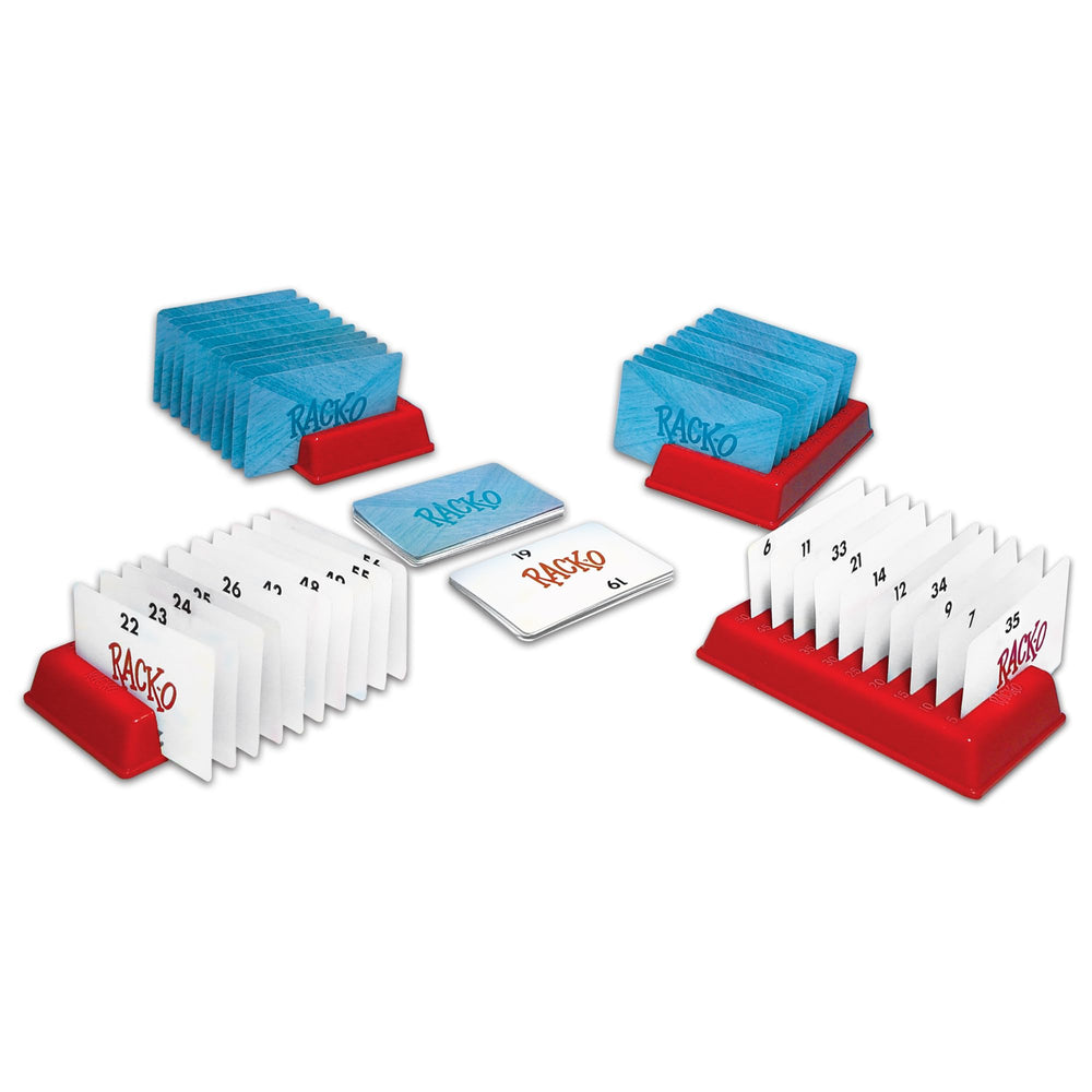 Winning Moves cartas y rack en primer plano, claridad numérica y durabilidad