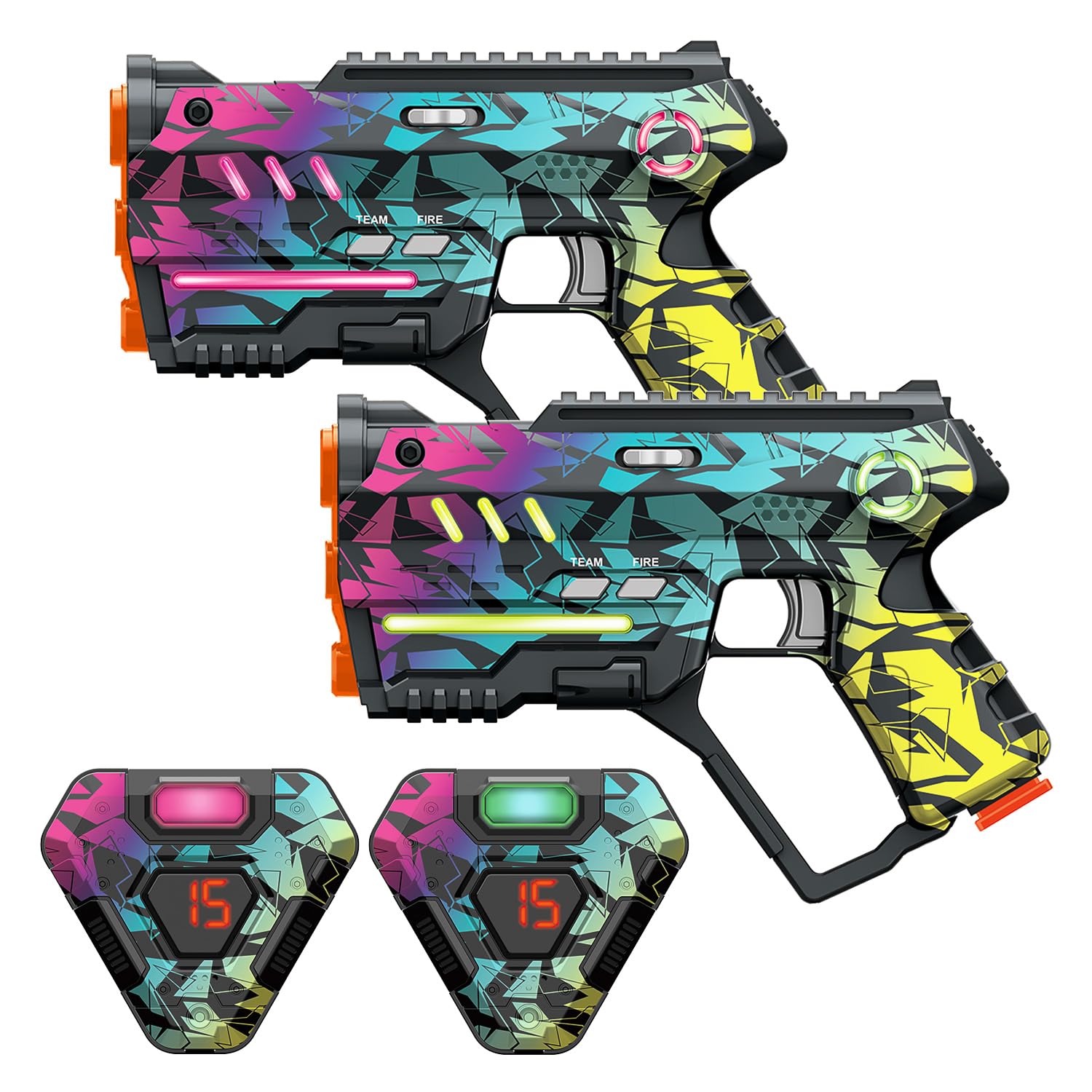 Winyea pistola y chaleco frontal mostrando diseño cyberpunk y función de equipo