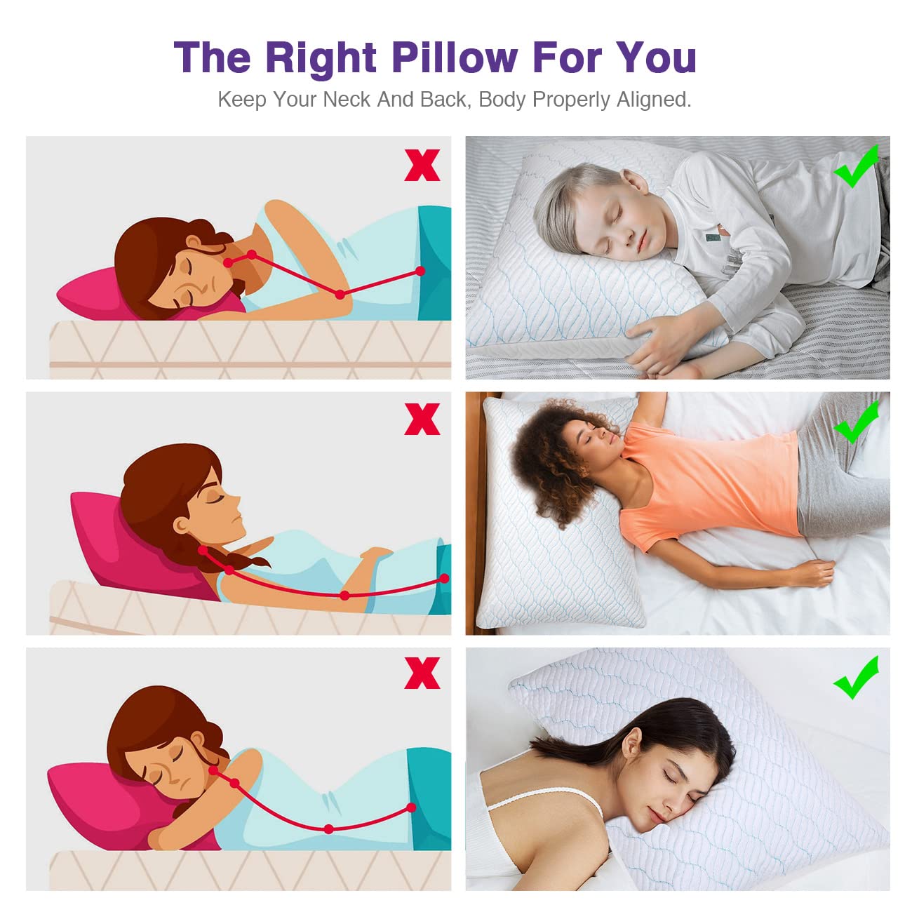 WISHSMILE almohada king sobre cama para comparar tamaño y cobertura