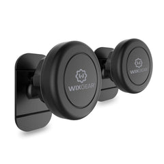 WixGear vista frontal del soporte en su empaque mostrando dos unidades y beneficio de doble kit