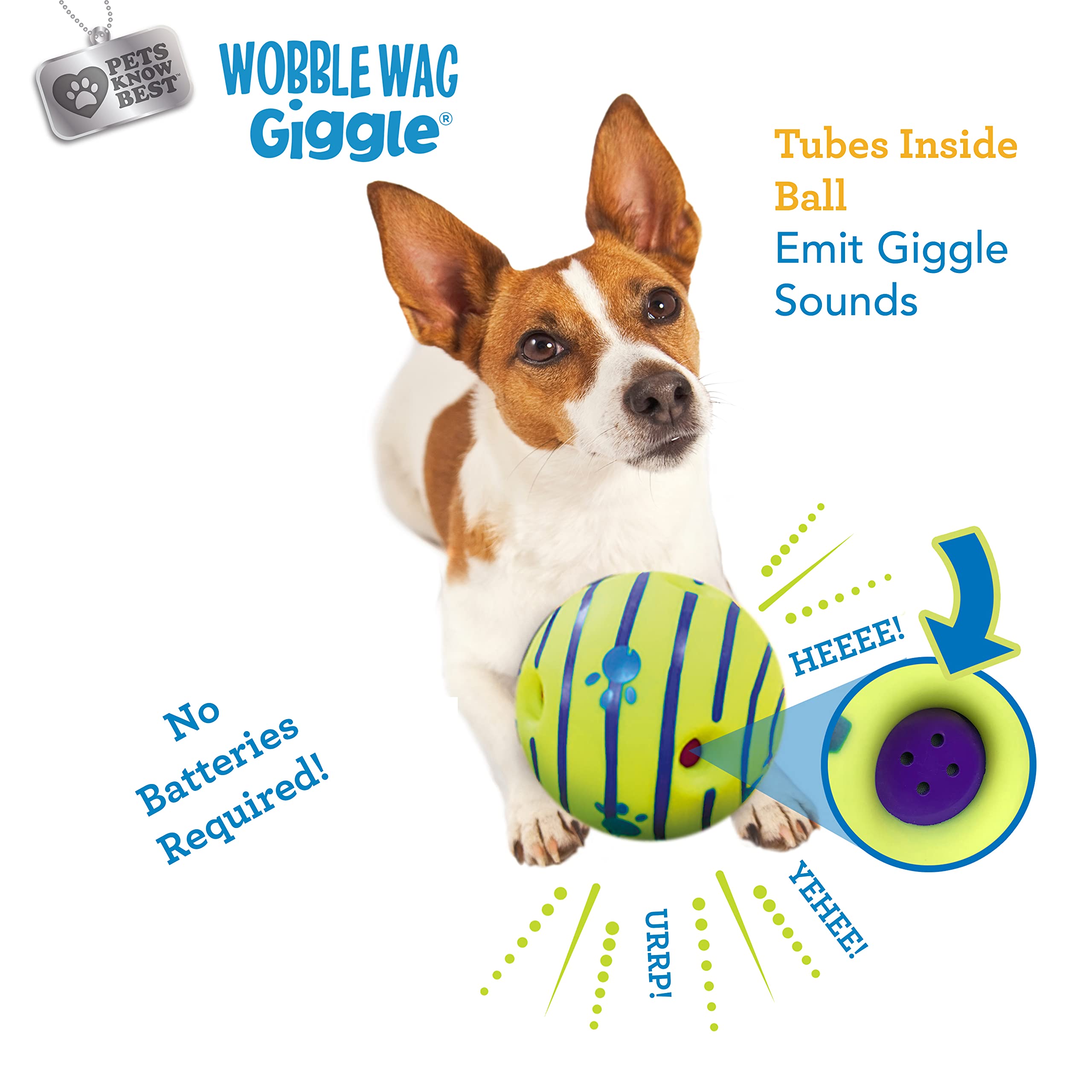 Wobble Wag Giggle perro llevando la pelota fomentando juego activo y transporte