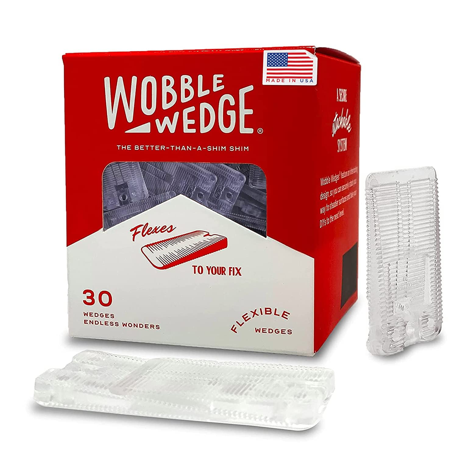 WOBBLE WEDGES paquete frontal mostrando 30 cuñas y discreción estética