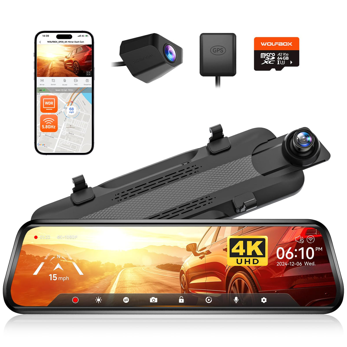 WOLFBOX G930 vista frontal pantalla grande con imagen clara