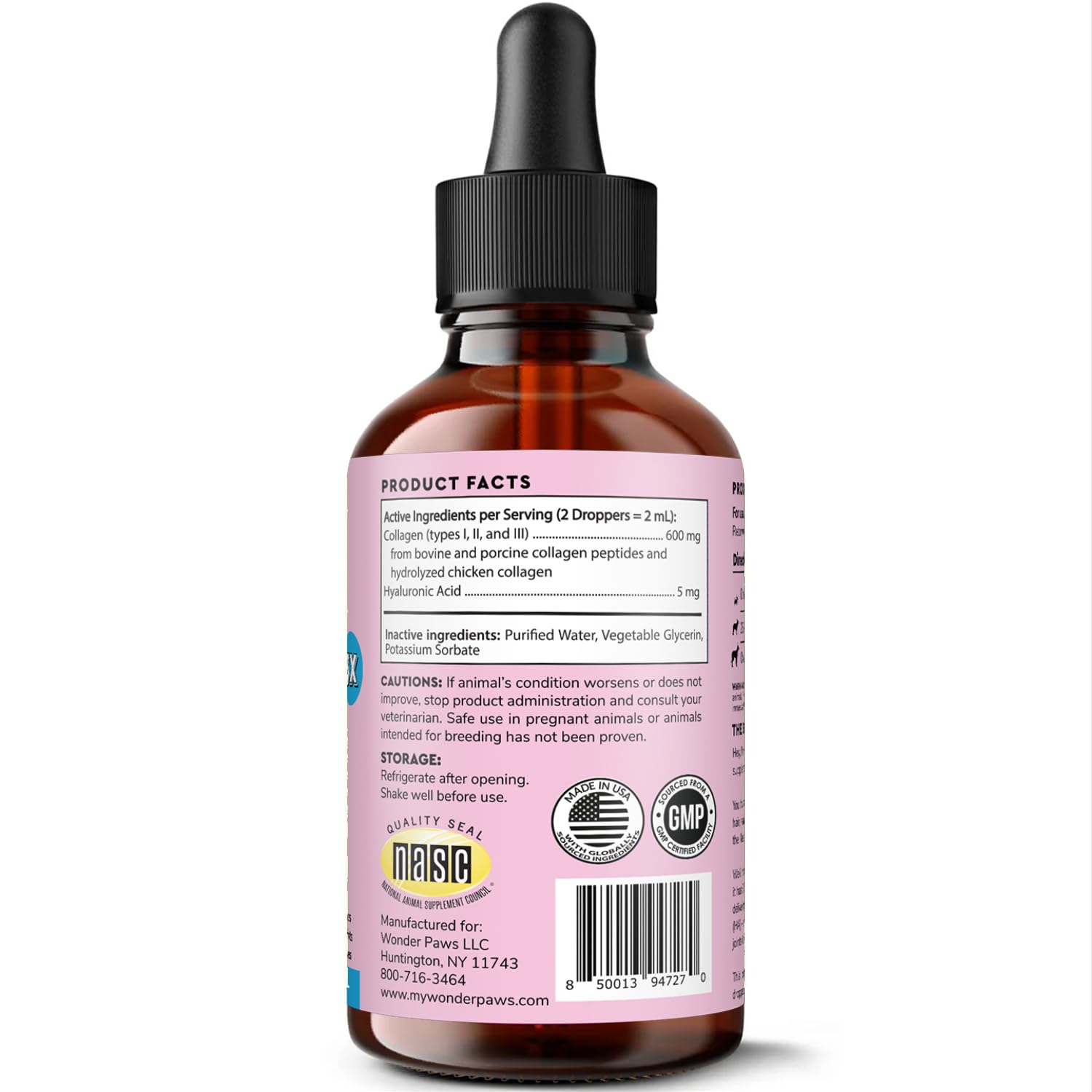 WONDER PAWS etiqueta con ingredientes demostrando transparencia y calidad